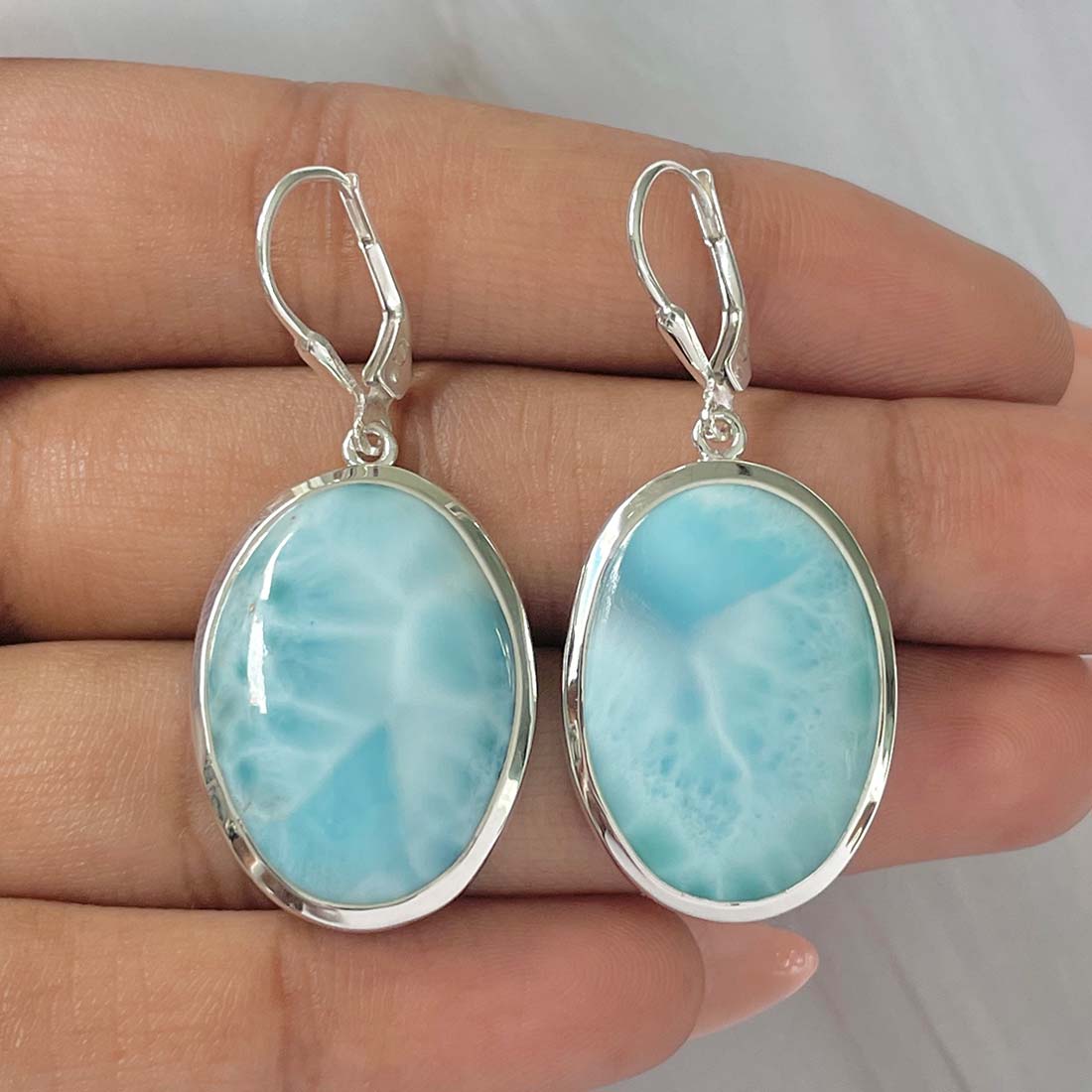 Larimar Earring-(LAR-E-87.)