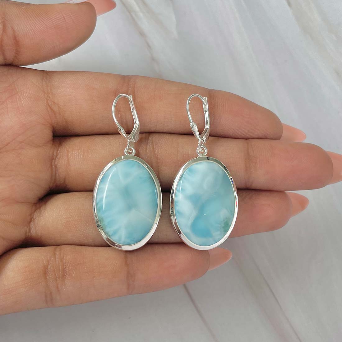 Larimar Earring-(LAR-E-88.)