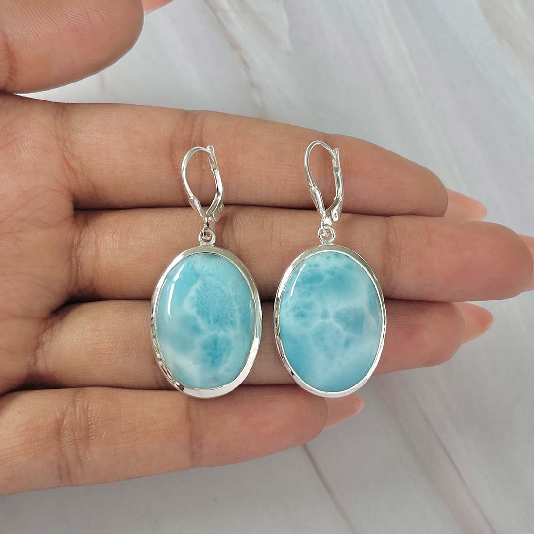 Larimar Earring-(LAR-E-89.)