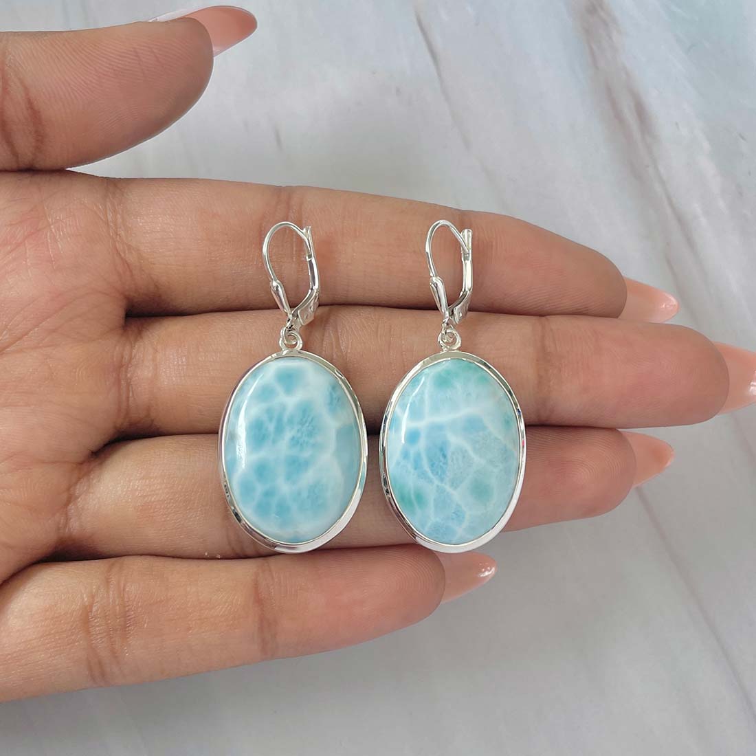 Larimar Earring-(LAR-E-92.)