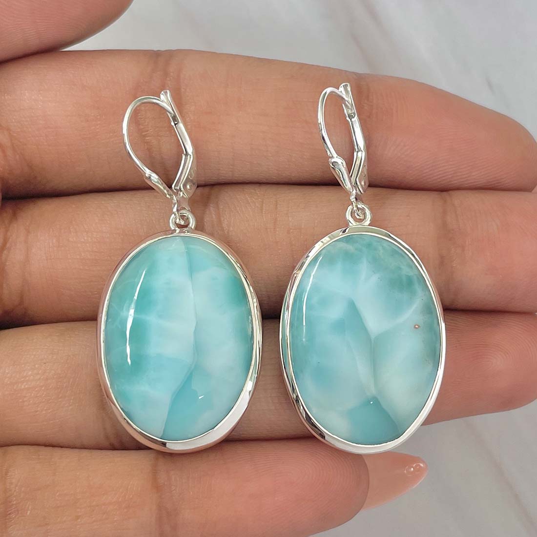 Larimar Earring-(LAR-E-95.)