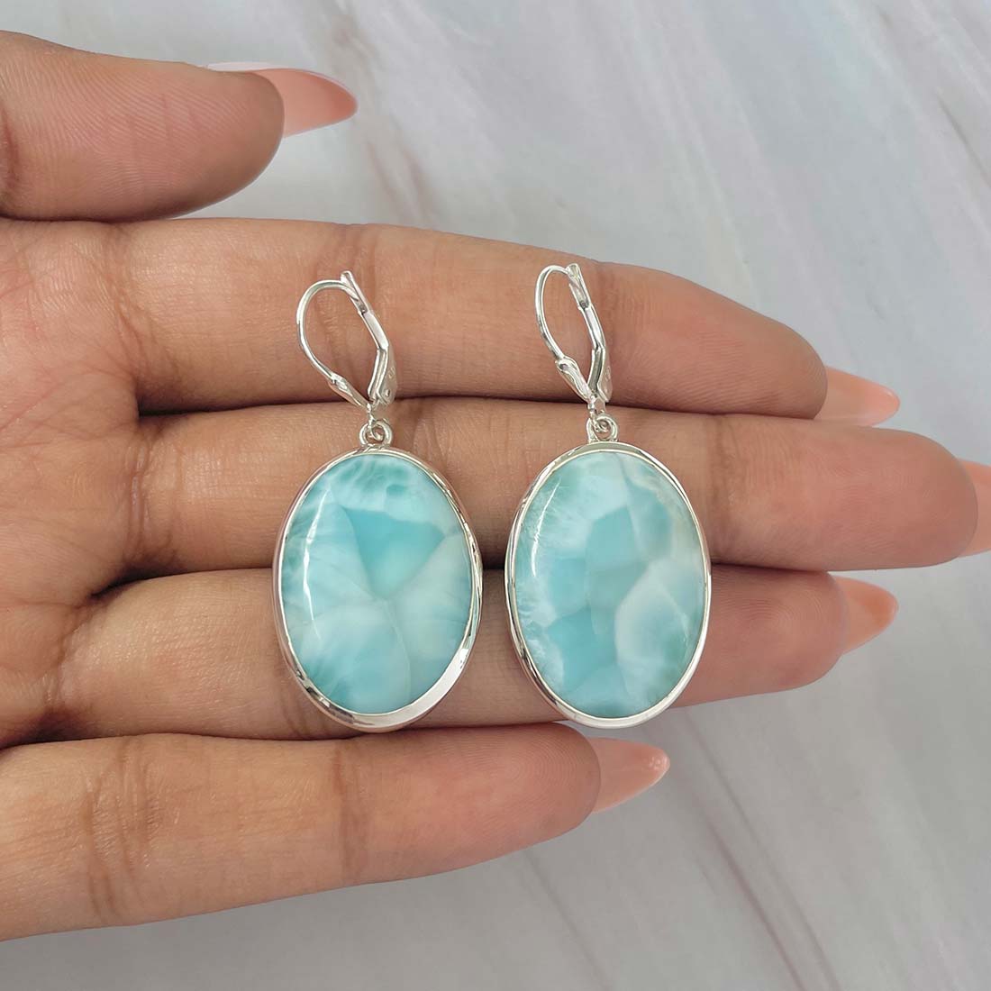 Larimar Earring-(LAR-E-97.)