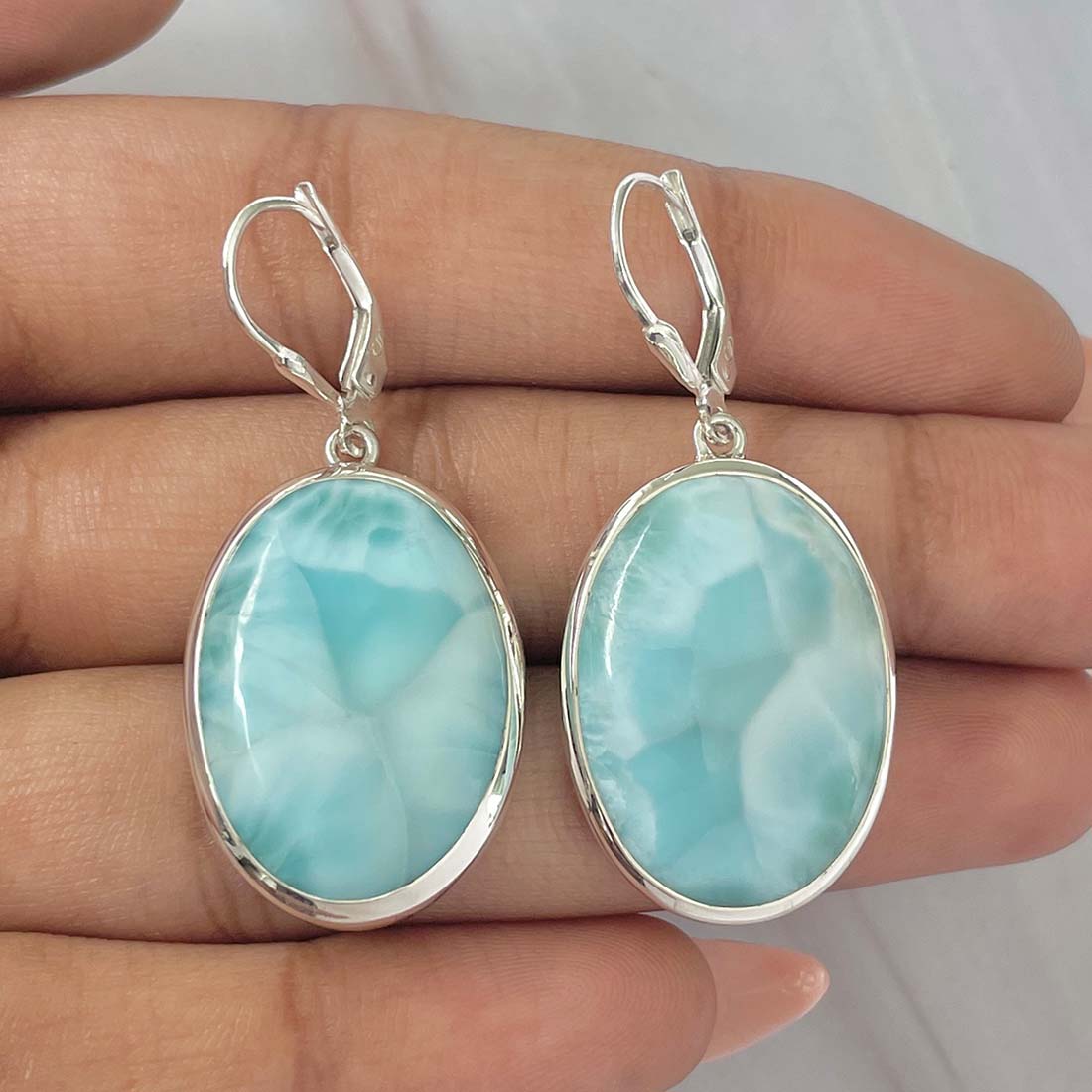 Larimar Earring-(LAR-E-97.)