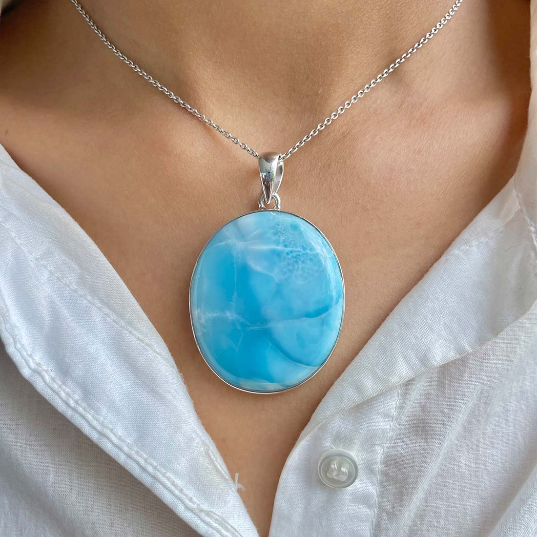 Larimar Pendant-(LAR-P-1064.)