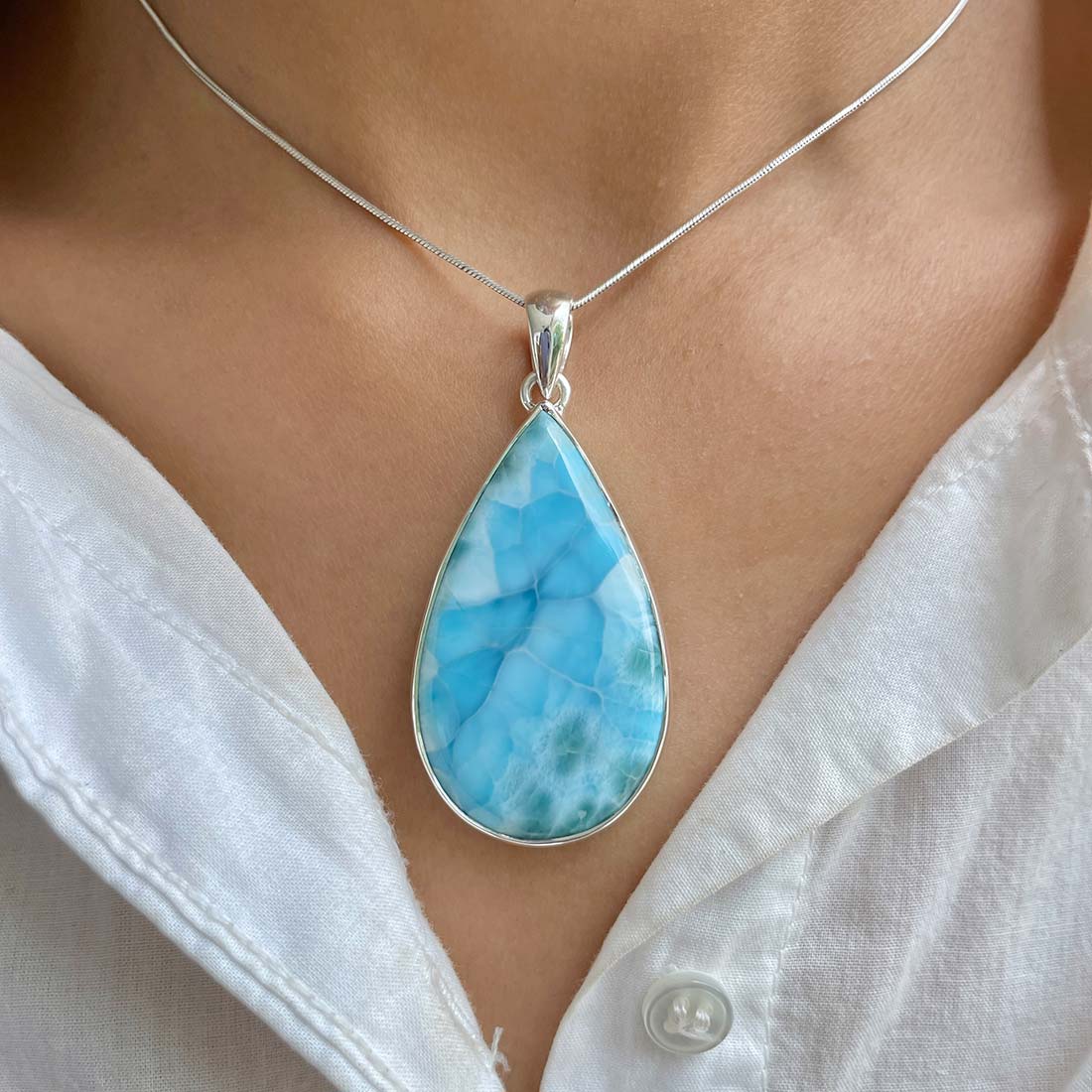 Larimar Pendant-(LAR-P-1073.)