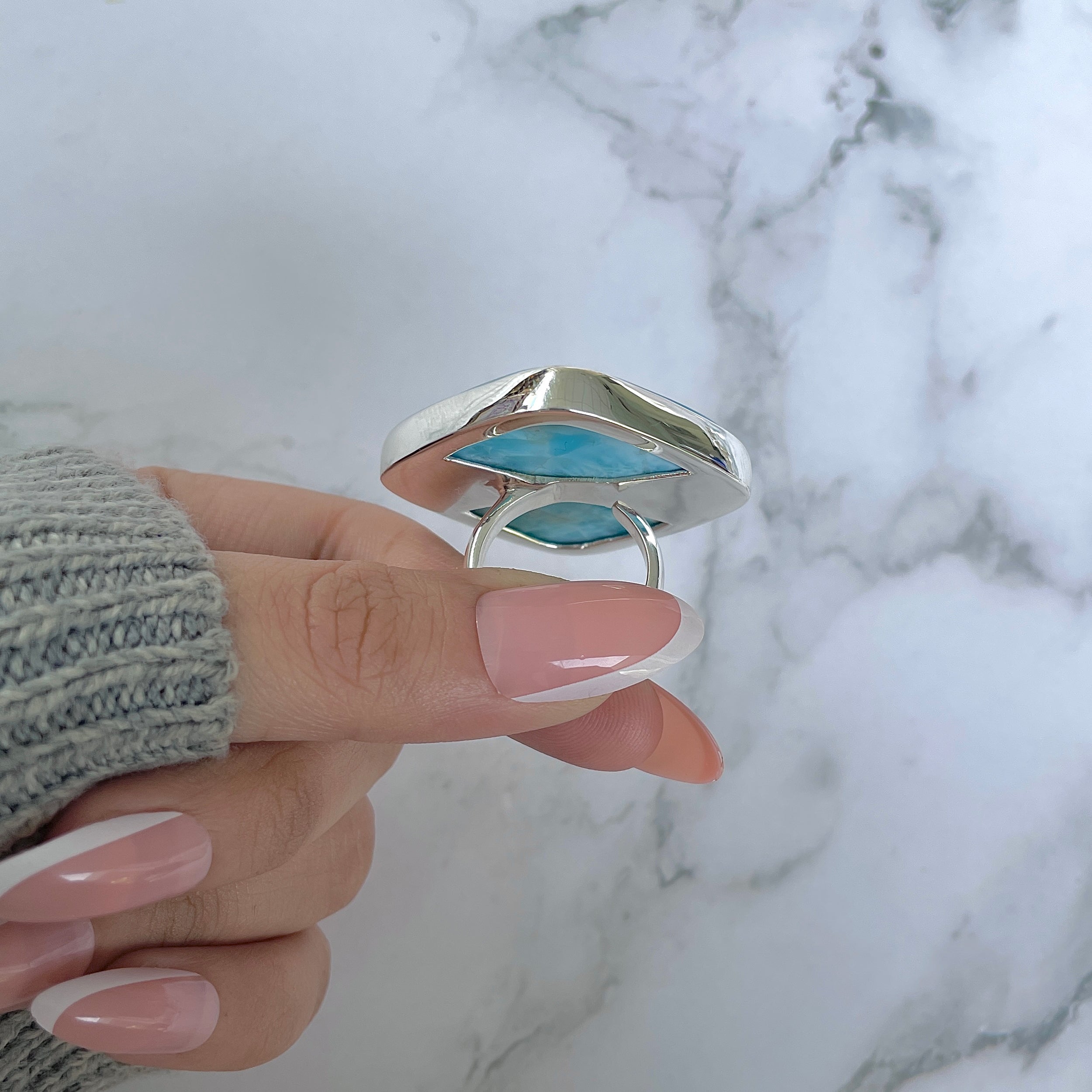 Larimar Adjustable Ring-(LAR-R-1175.)