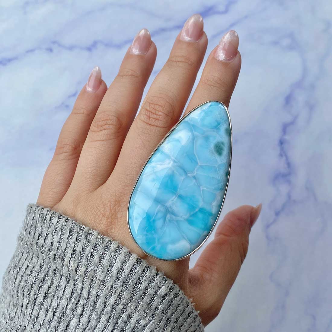 Larimar Adjustable Ring-(LAR-R-127.)