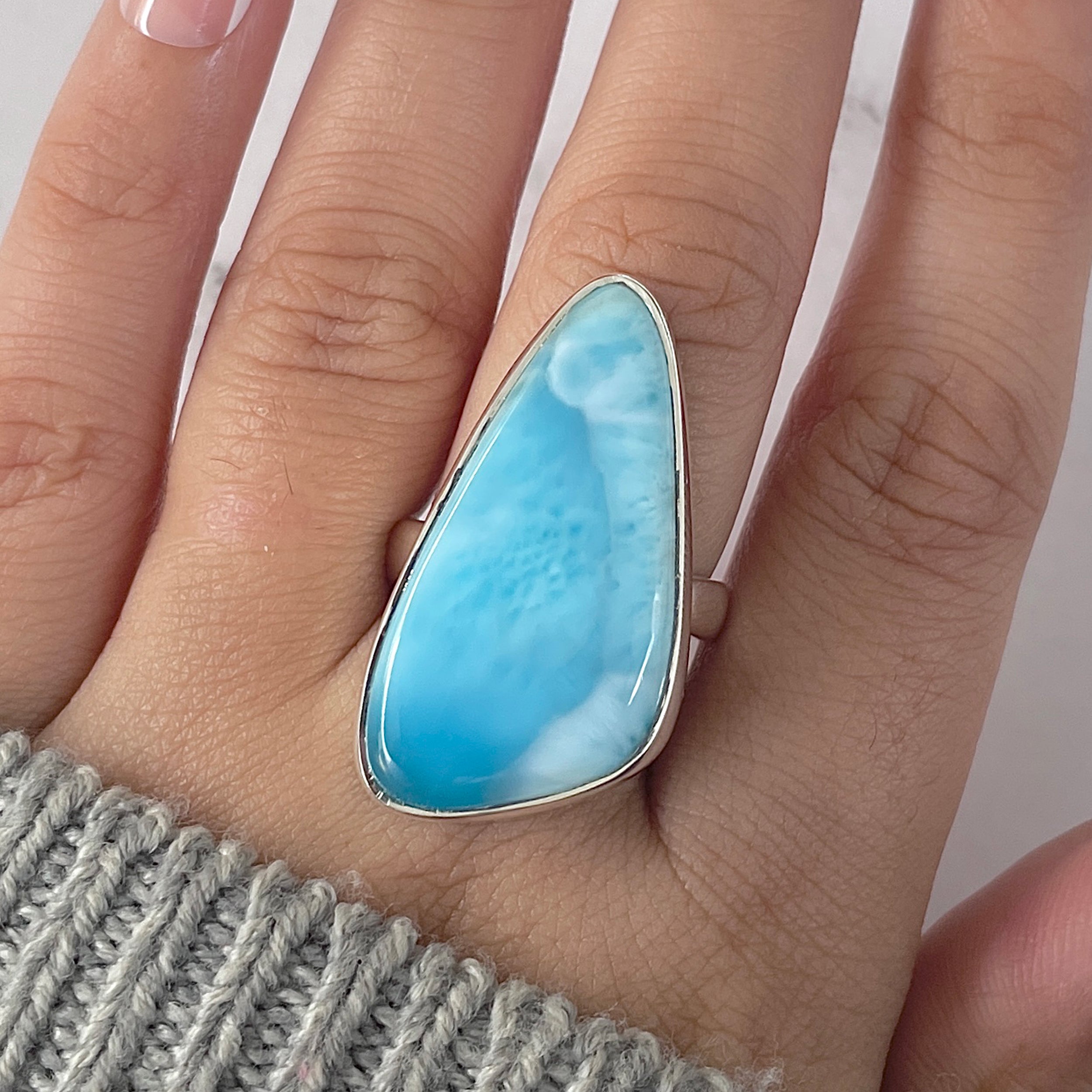 Larimar Adjustable Ring-(LAR-R-1274.)