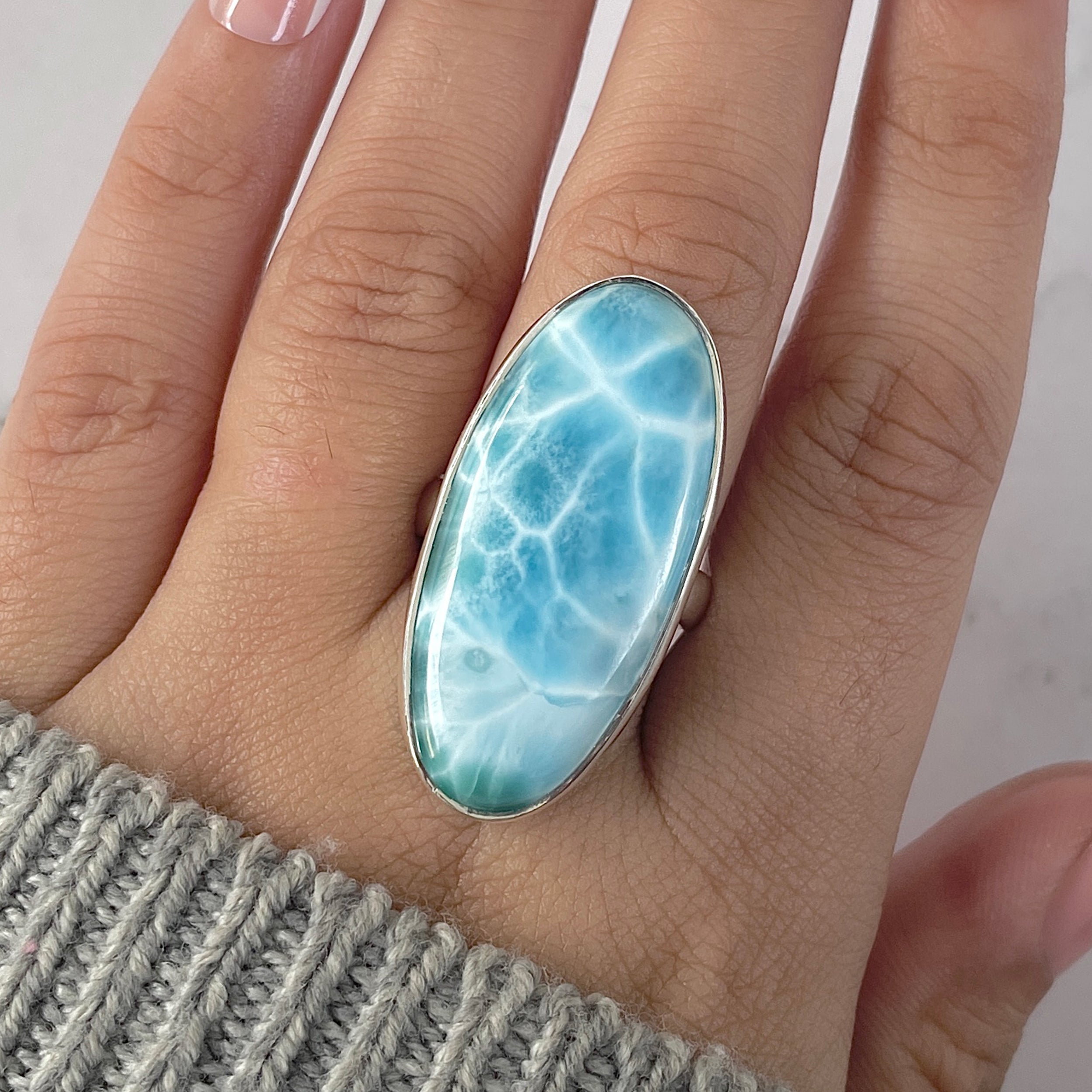 Larimar Adjustable Ring-(LAR-R-1276.)