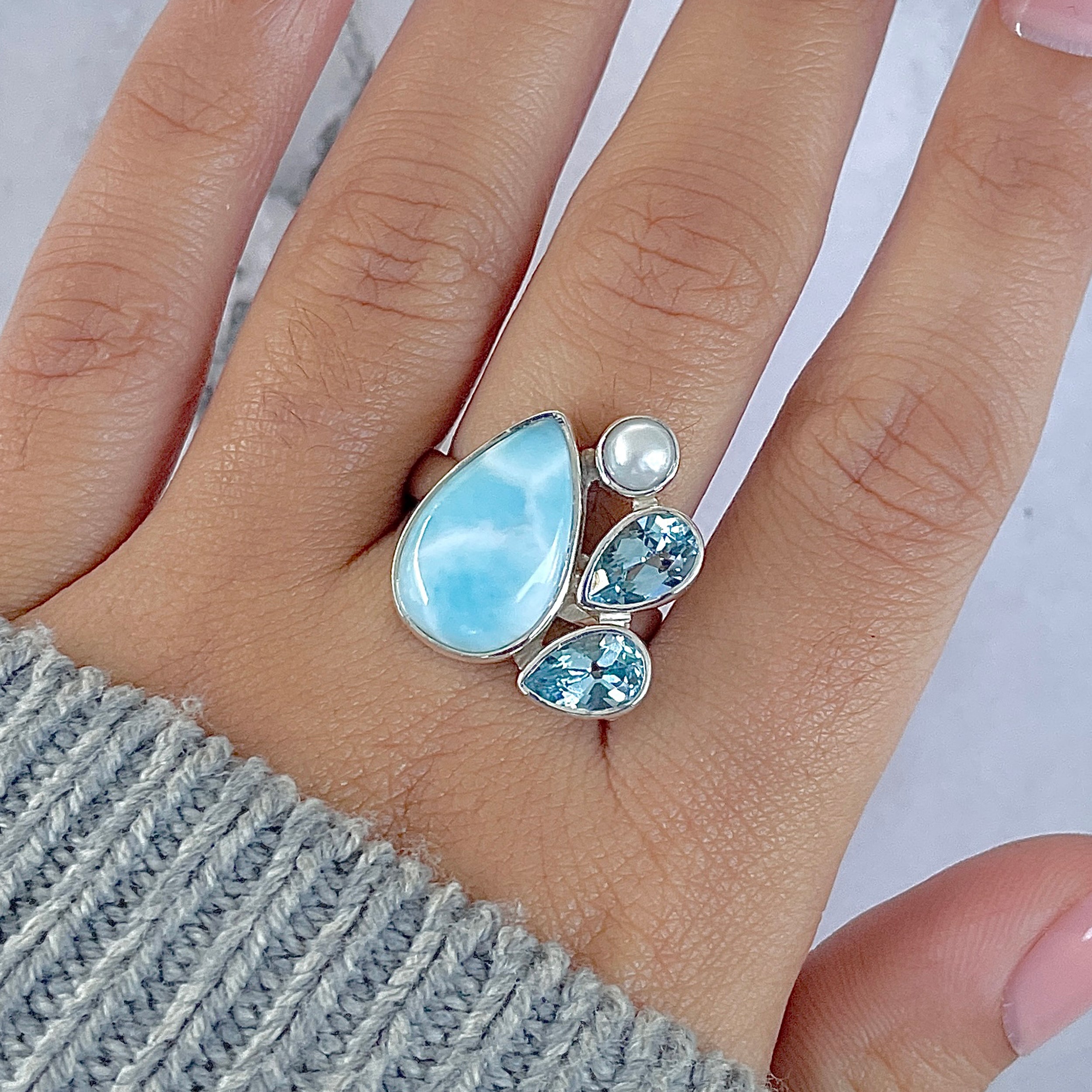 Larimar Adjustable Ring-(LAR-R-1282.)
