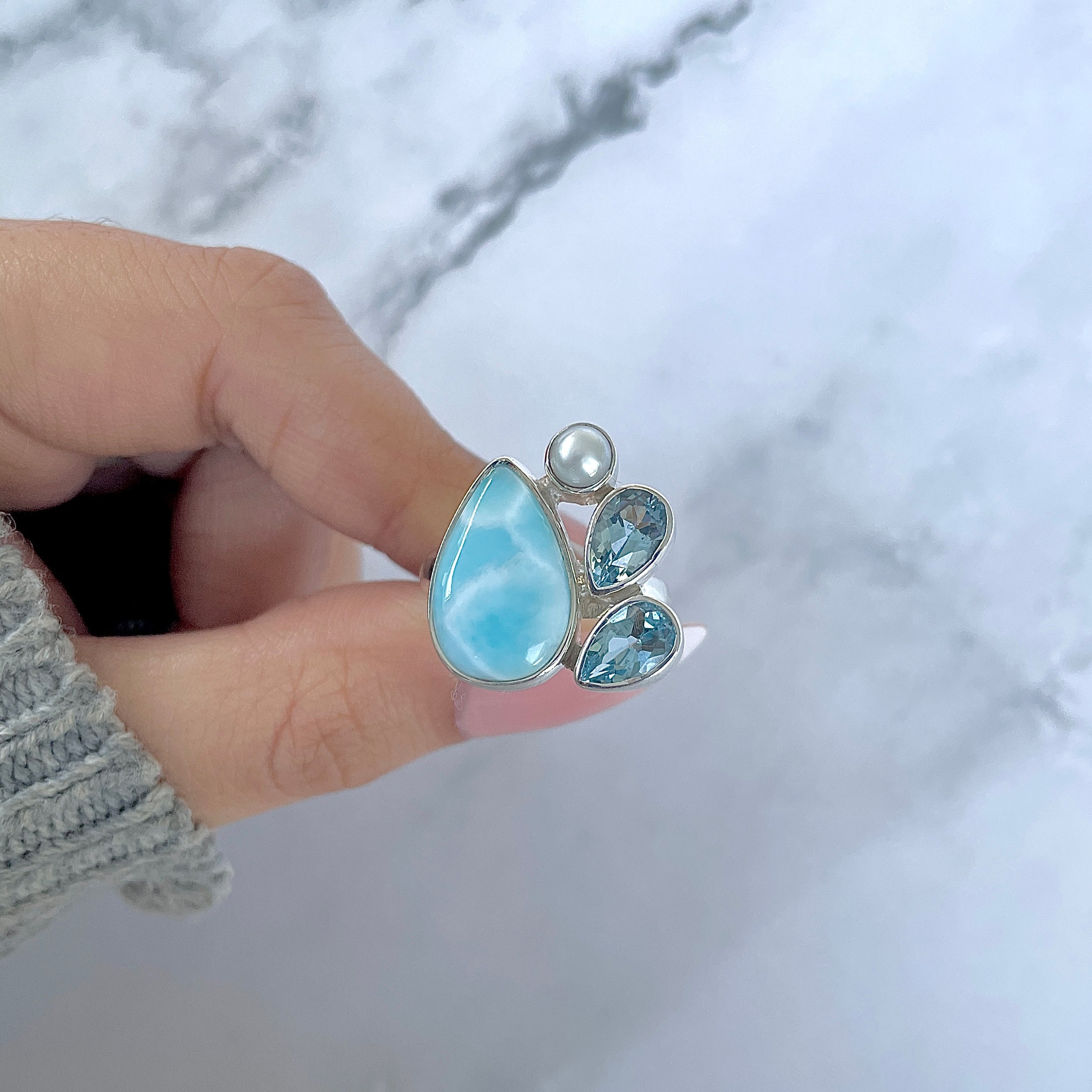Larimar Adjustable Ring-(LAR-R-1282.)