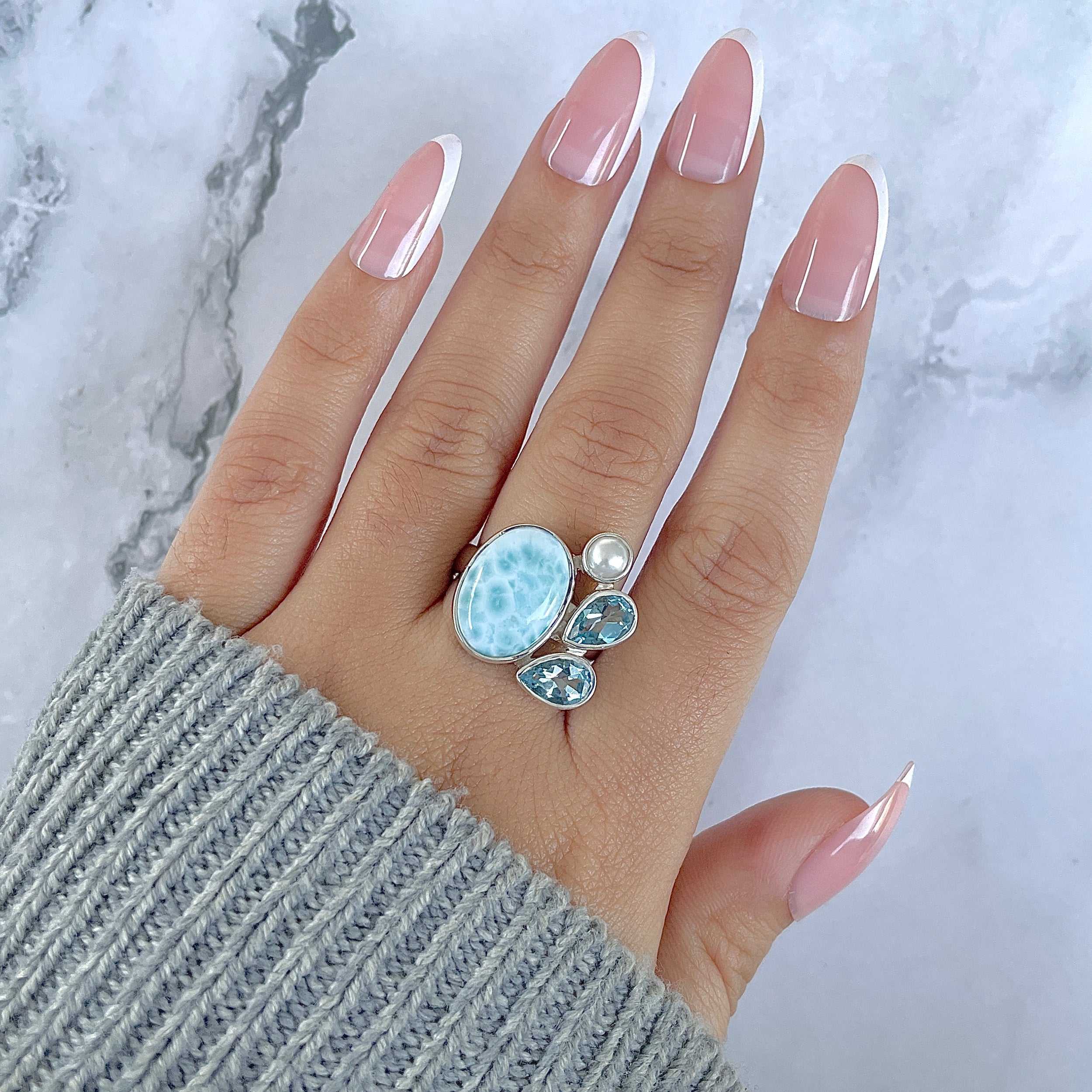 Larimar Adjustable Ring-(LAR-R-1283.)
