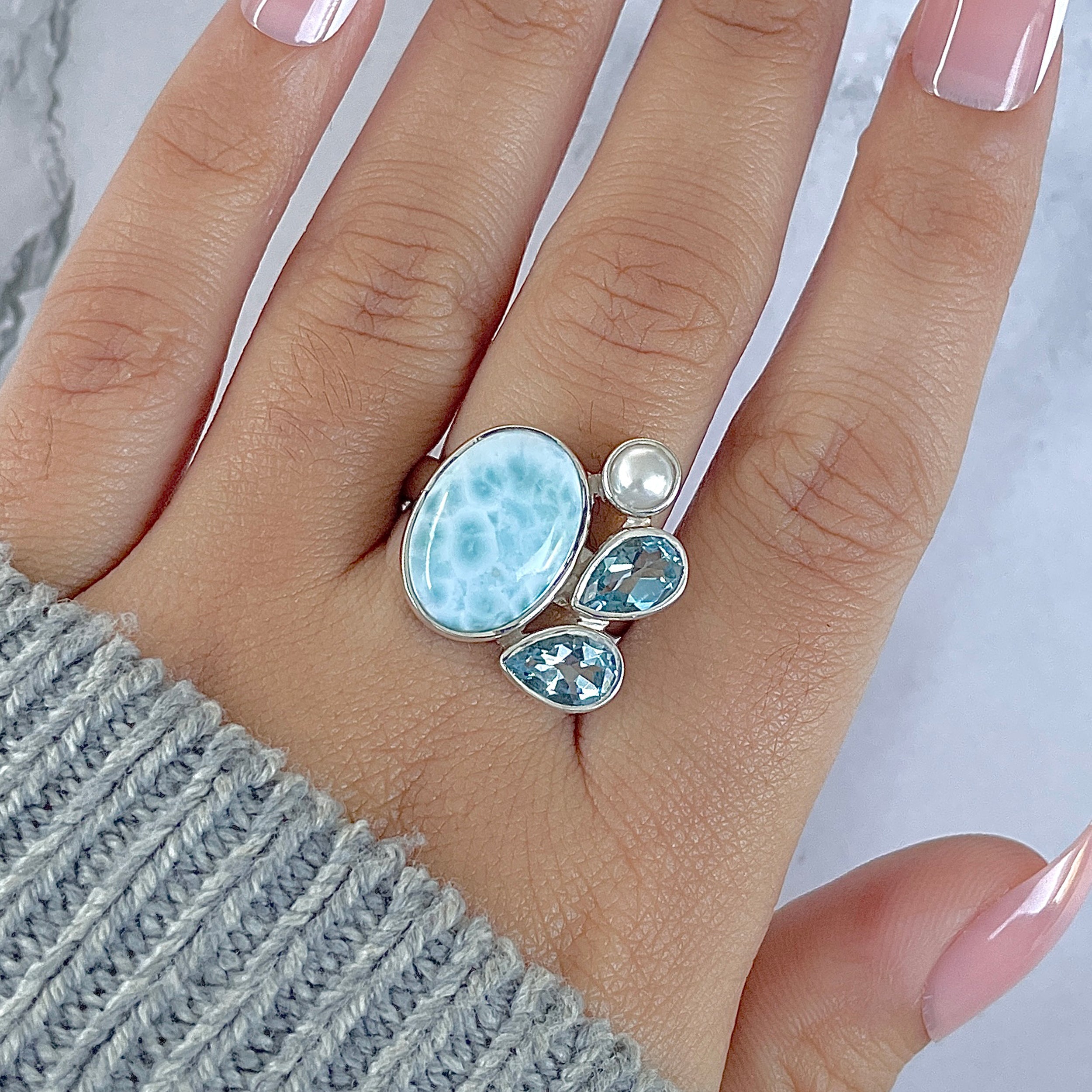 Larimar Adjustable Ring-(LAR-R-1283.)