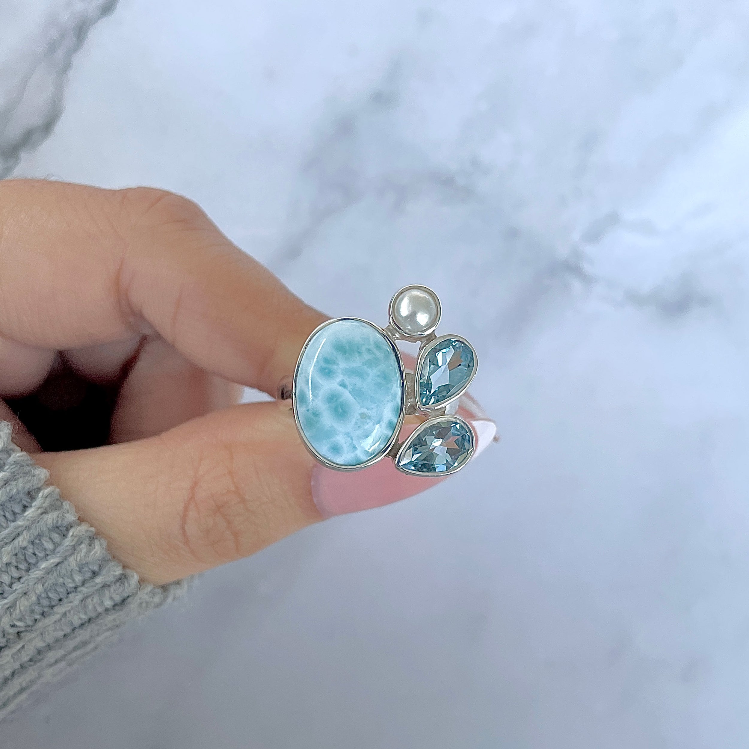 Larimar Adjustable Ring-(LAR-R-1283.)