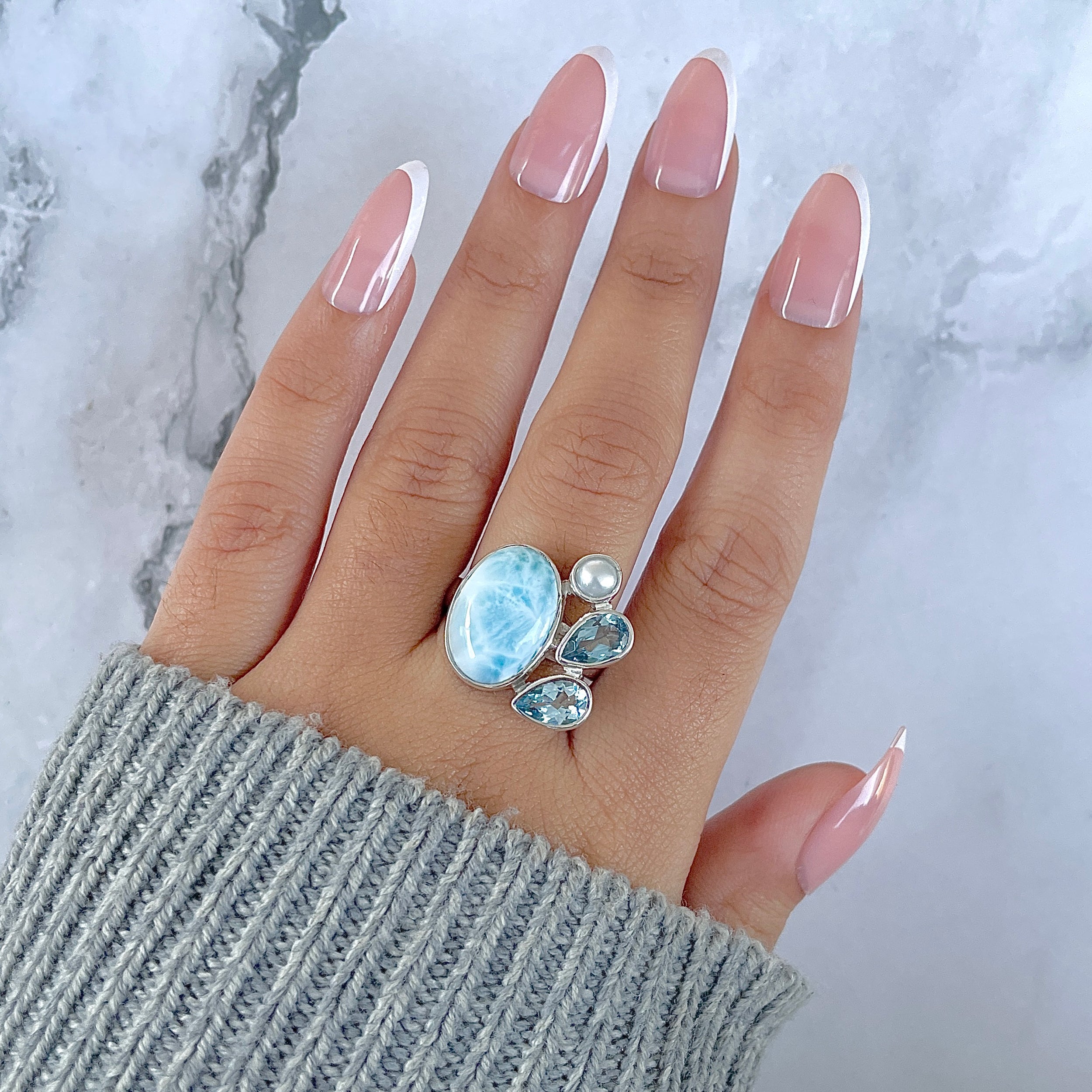 Larimar Adjustable Ring-(LAR-R-1284.)