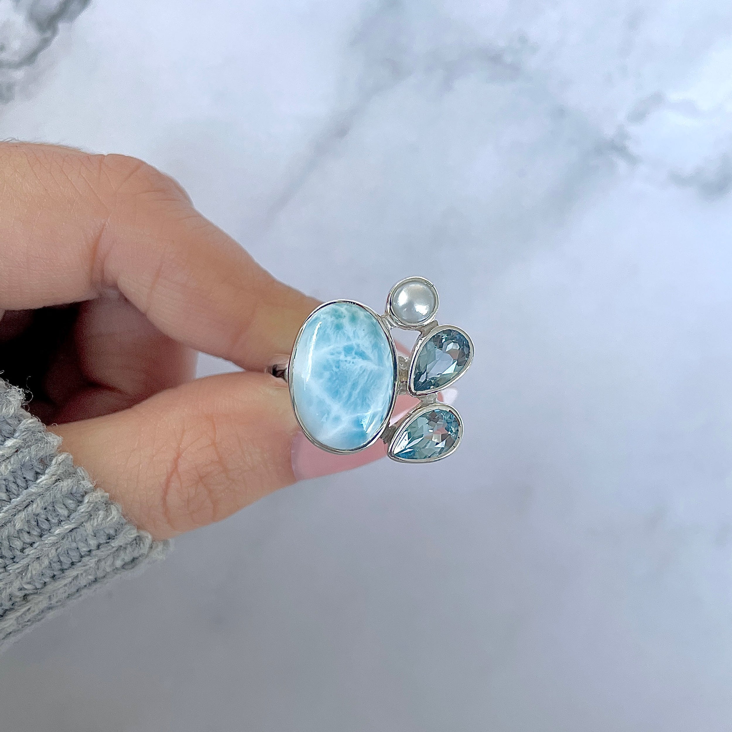 Larimar Adjustable Ring-(LAR-R-1284.)
