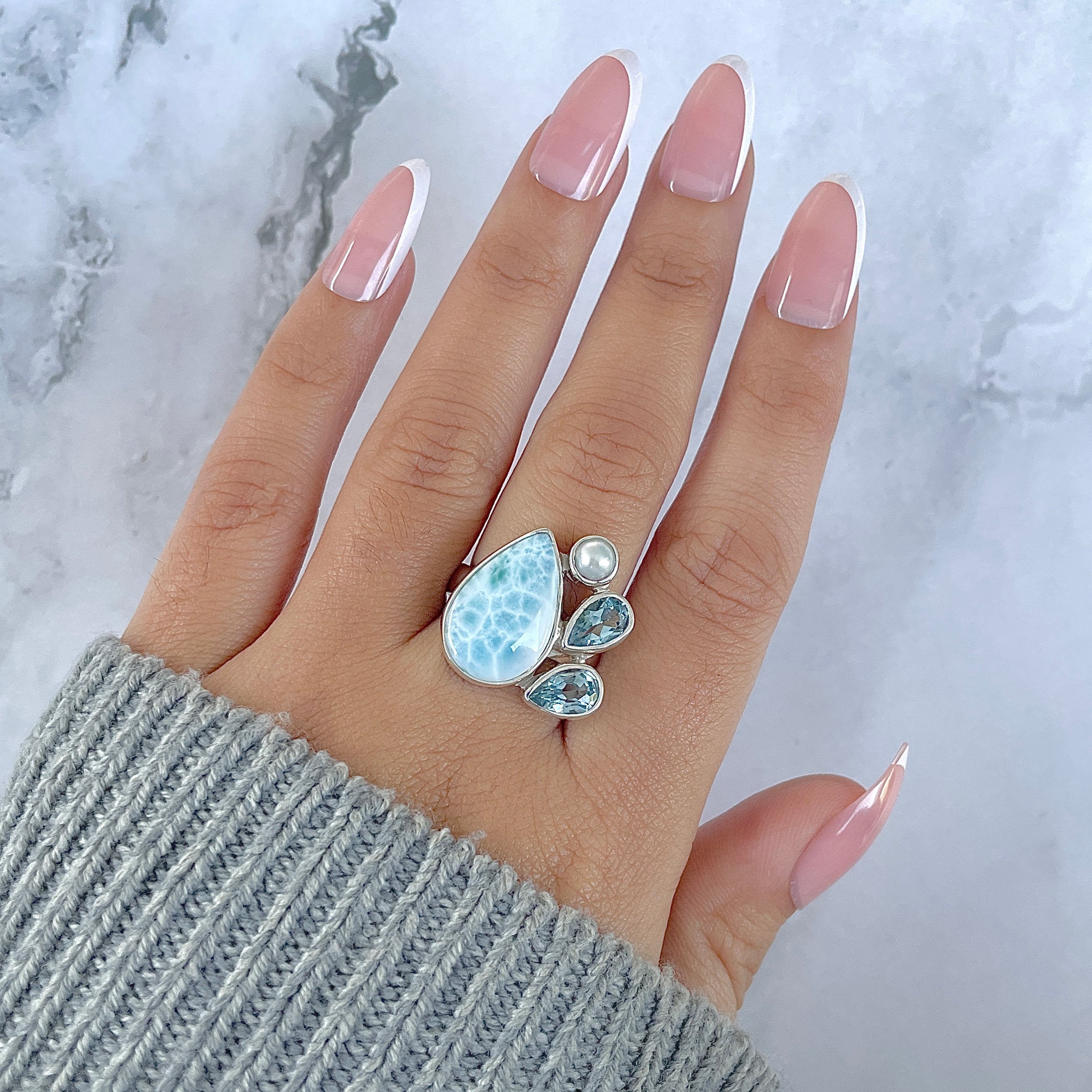 Larimar Adjustable Ring-(LAR-R-1285.)