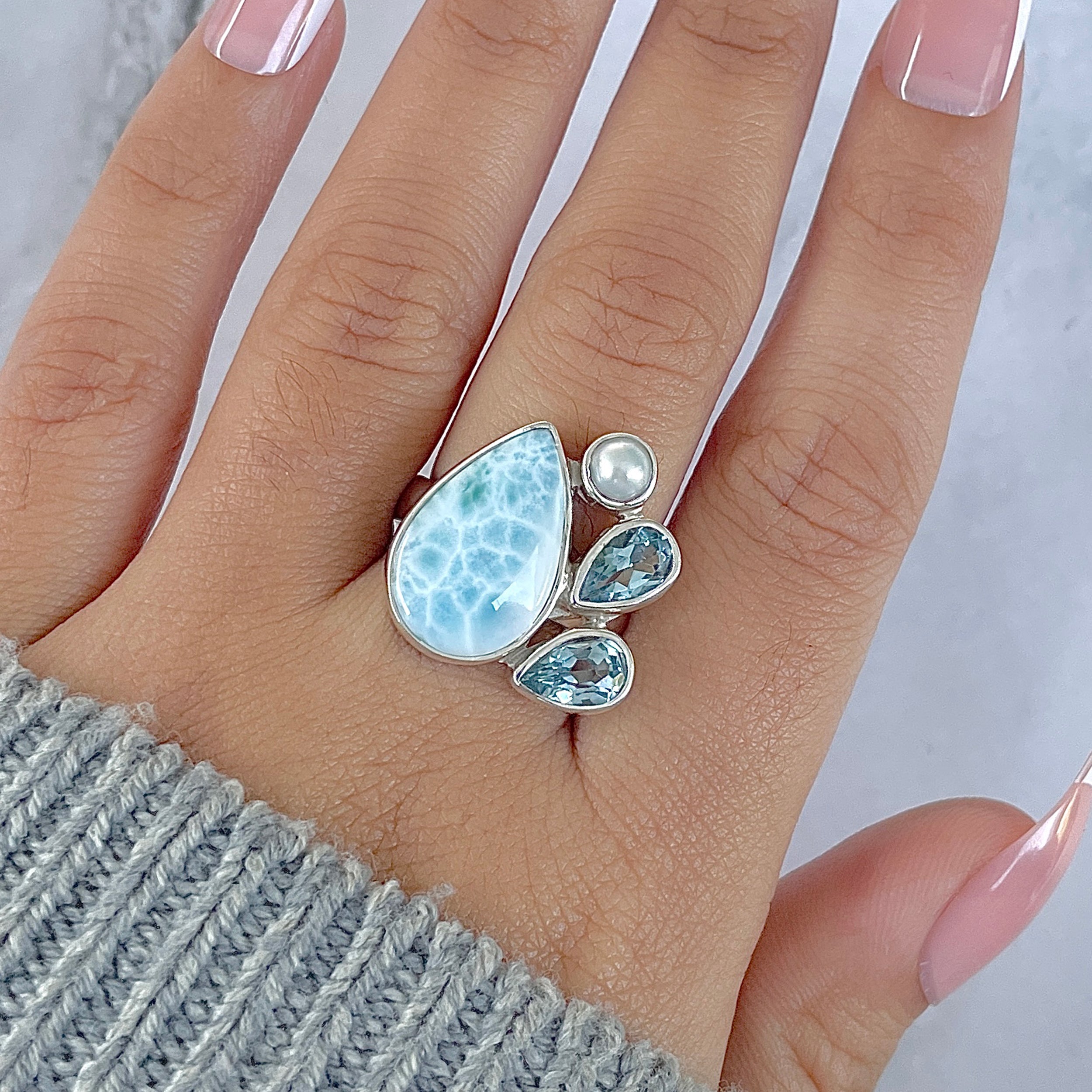 Larimar Adjustable Ring-(LAR-R-1285.)