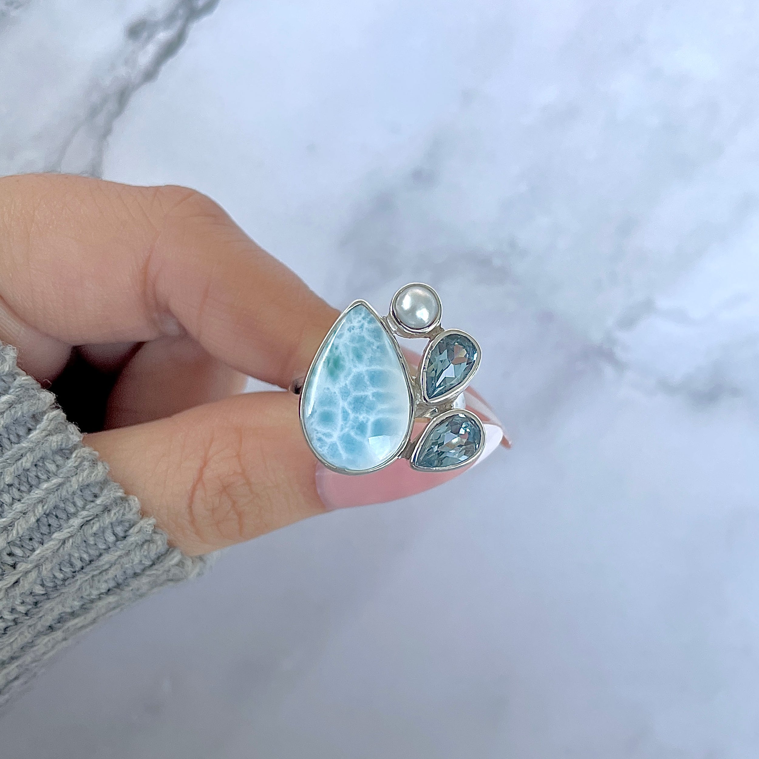 Larimar Adjustable Ring-(LAR-R-1285.)