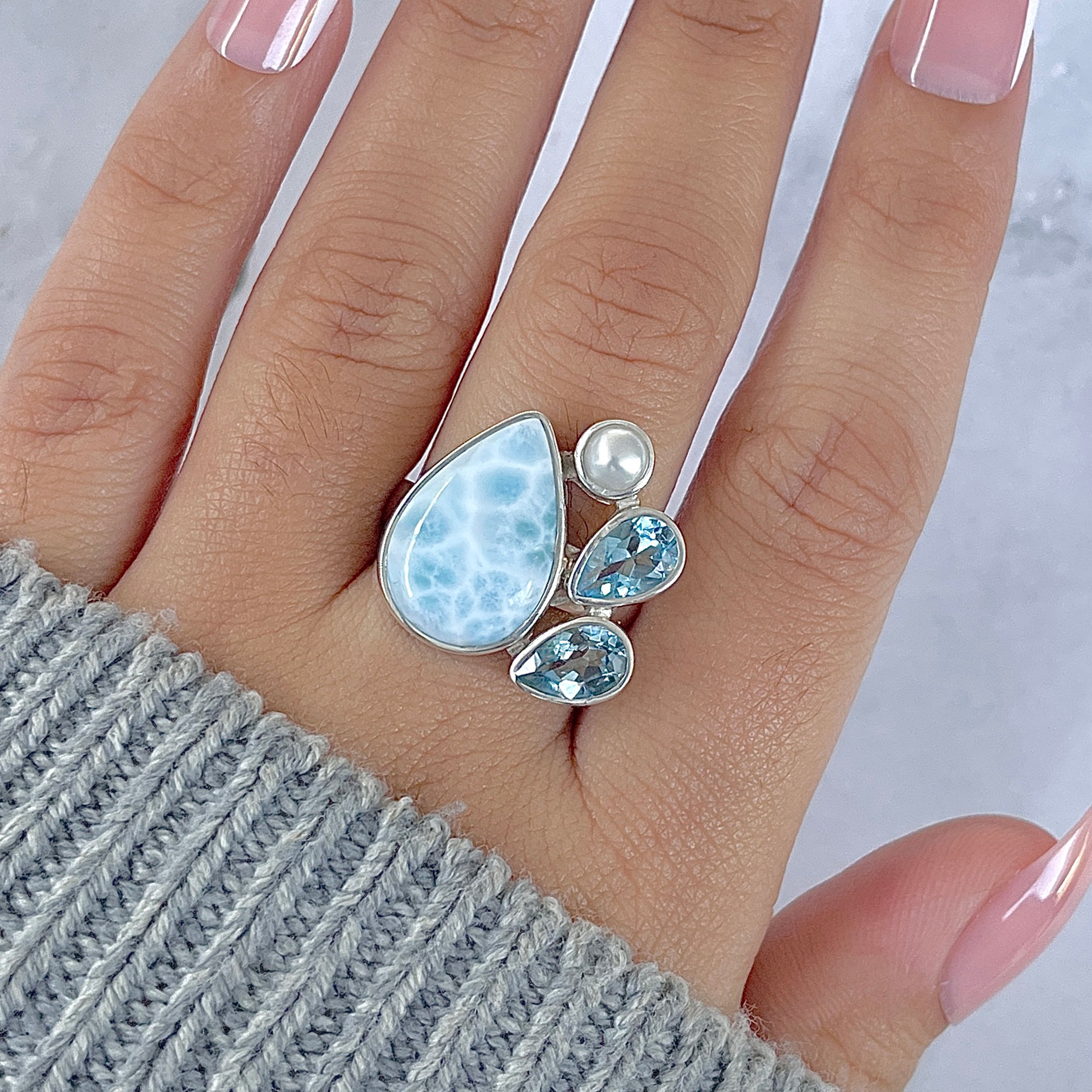 Larimar Adjustable Ring-(LAR-R-1287.)