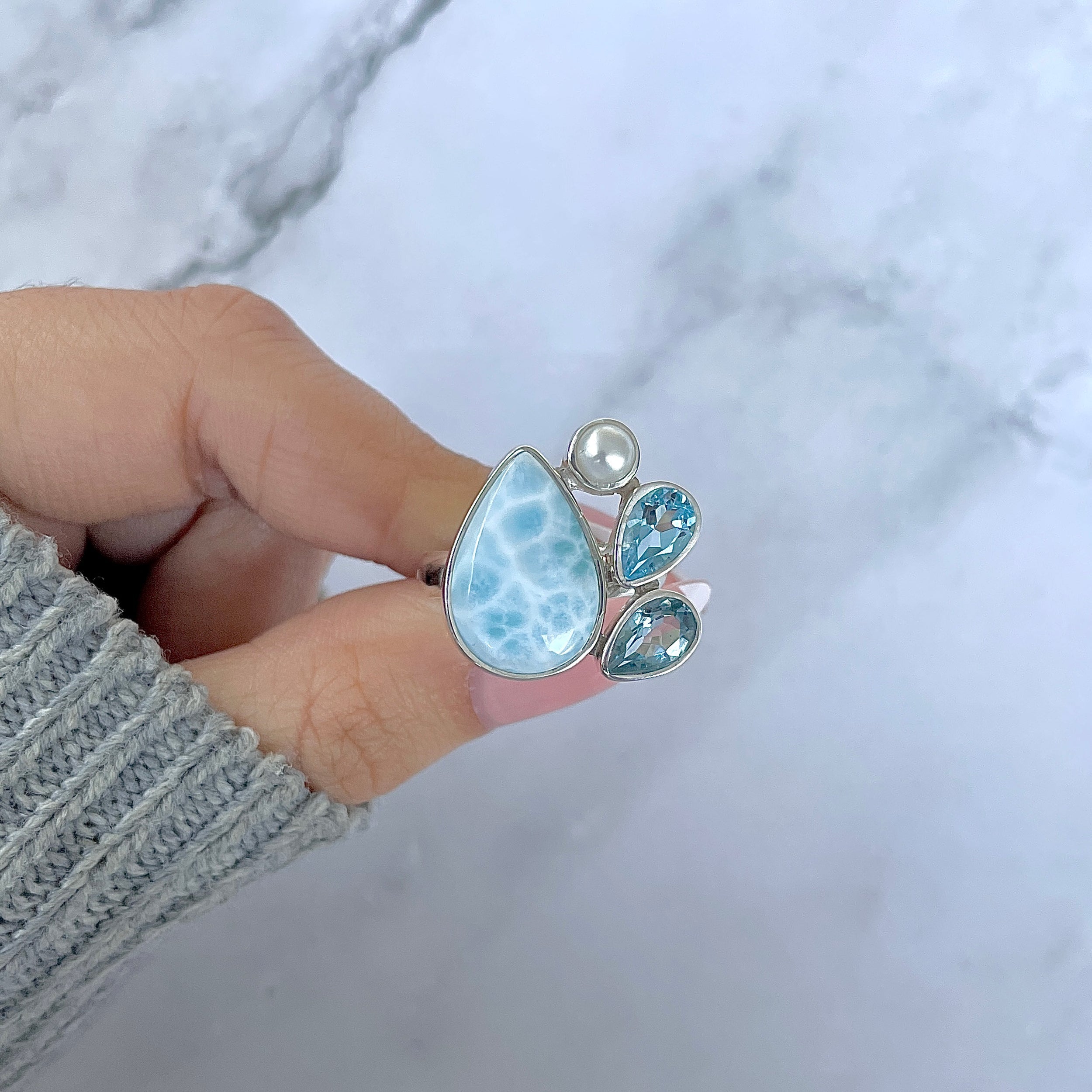 Larimar Adjustable Ring-(LAR-R-1287.)