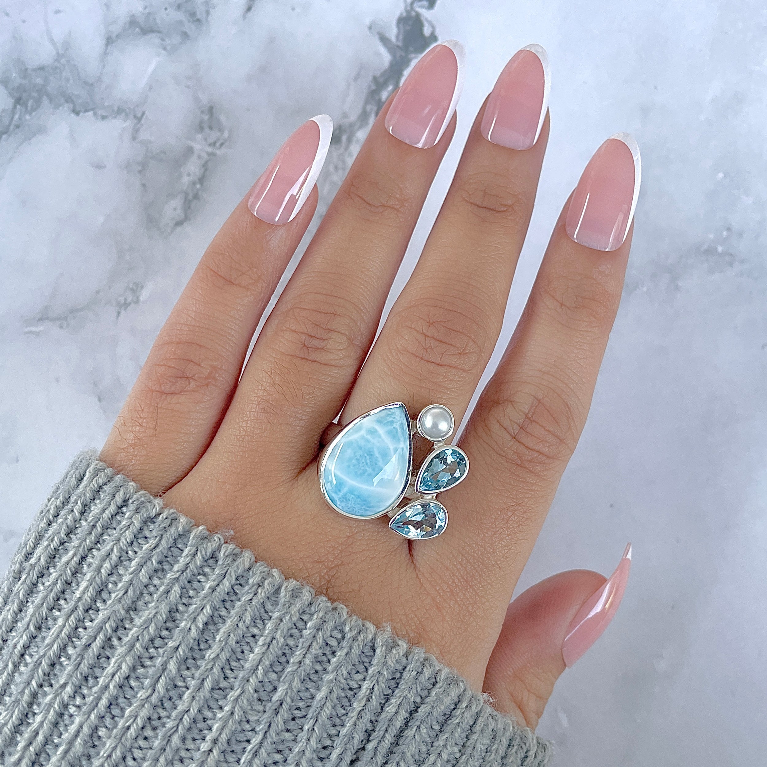 Larimar Adjustable Ring-(LAR-R-1290.)