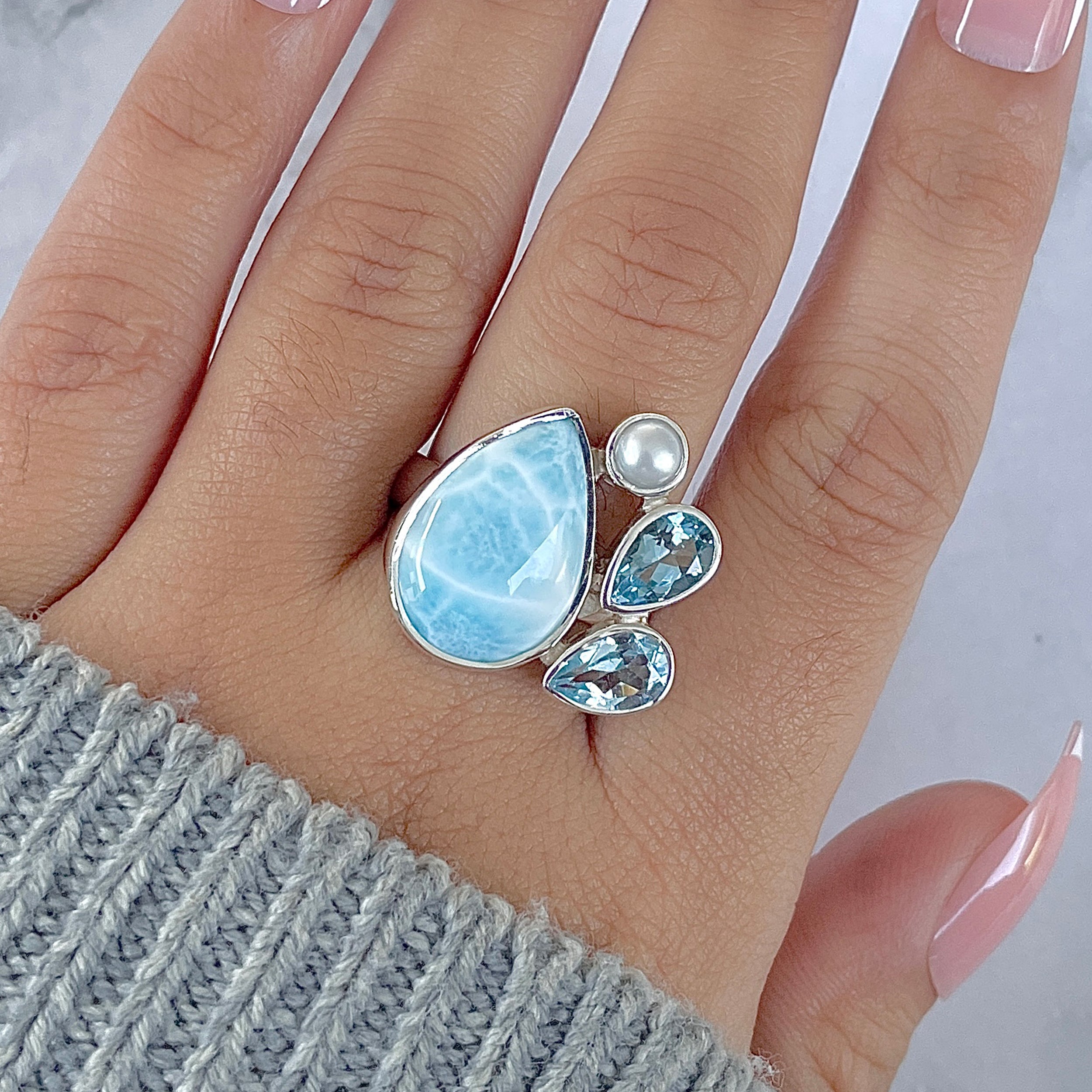 Larimar Adjustable Ring-(LAR-R-1290.)