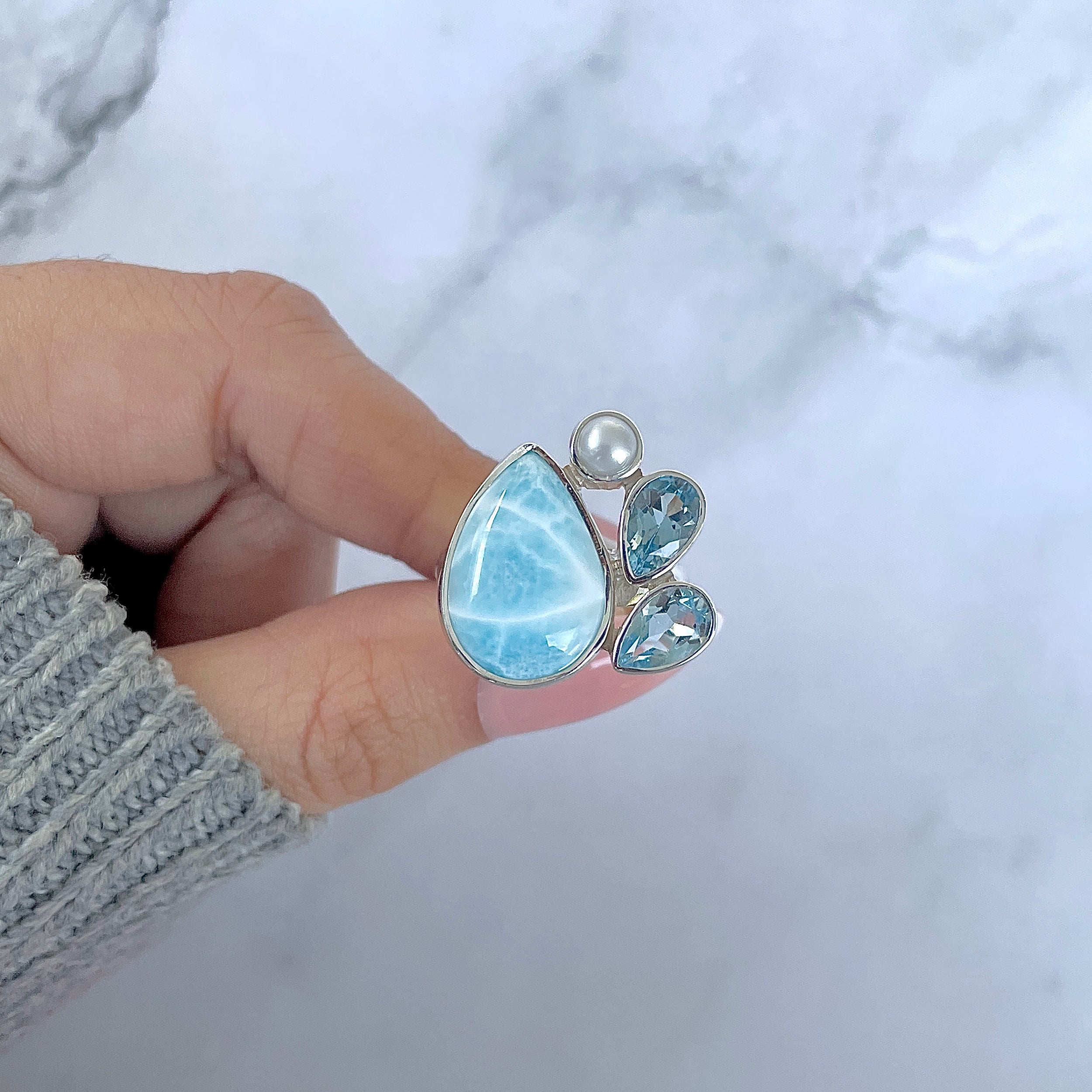 Larimar Adjustable Ring-(LAR-R-1290.)
