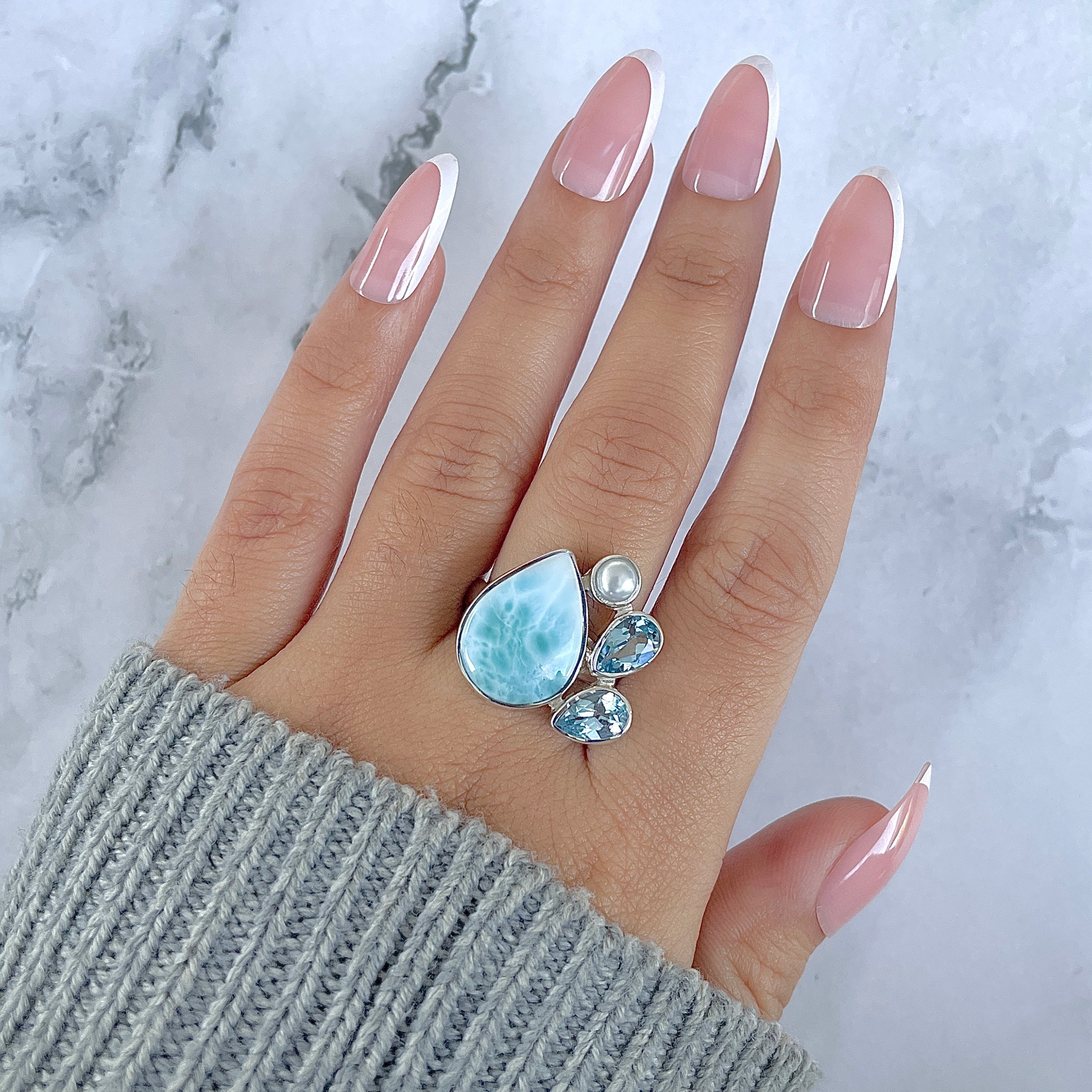 Larimar Adjustable Ring-(LAR-R-1291.)