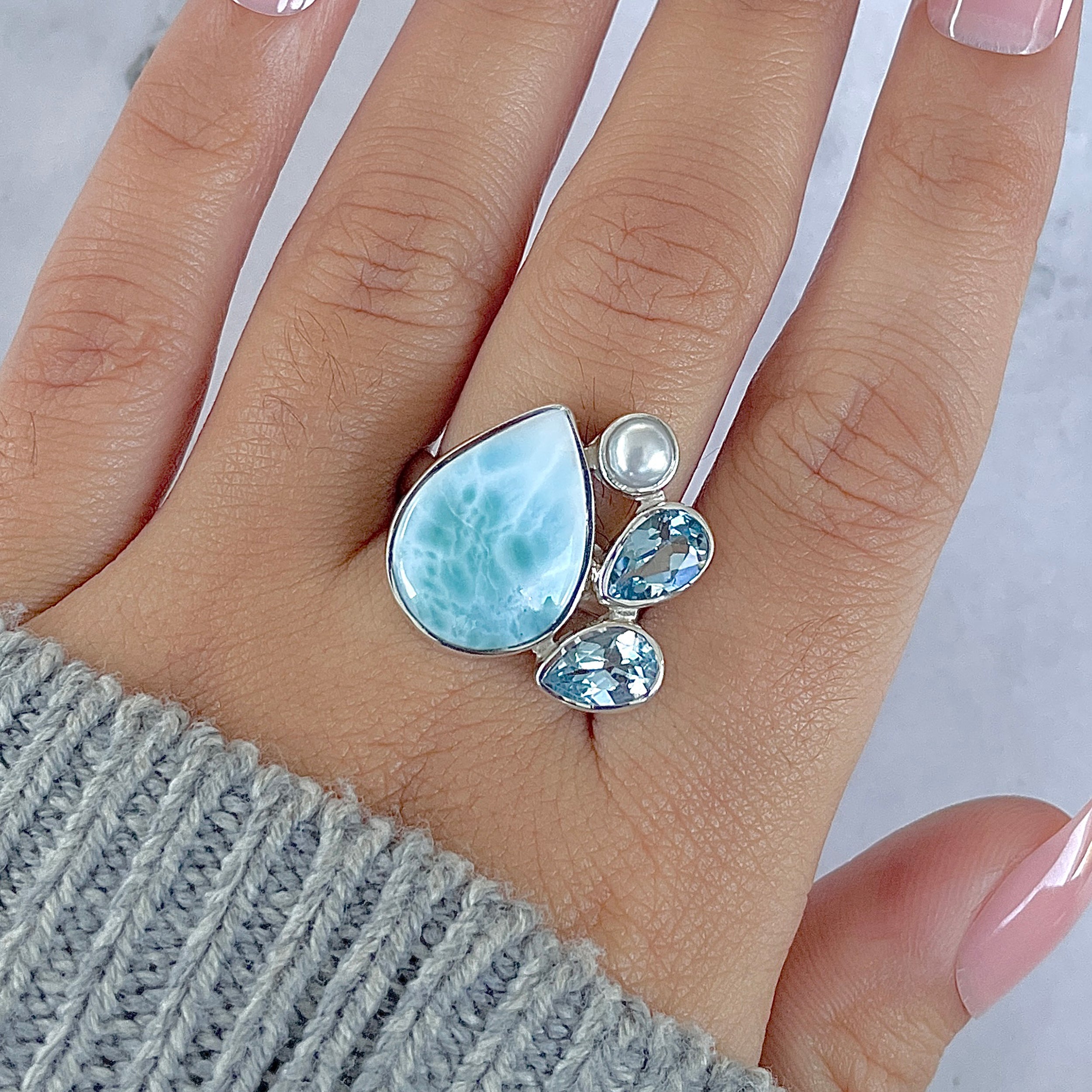 Larimar Adjustable Ring-(LAR-R-1291.)
