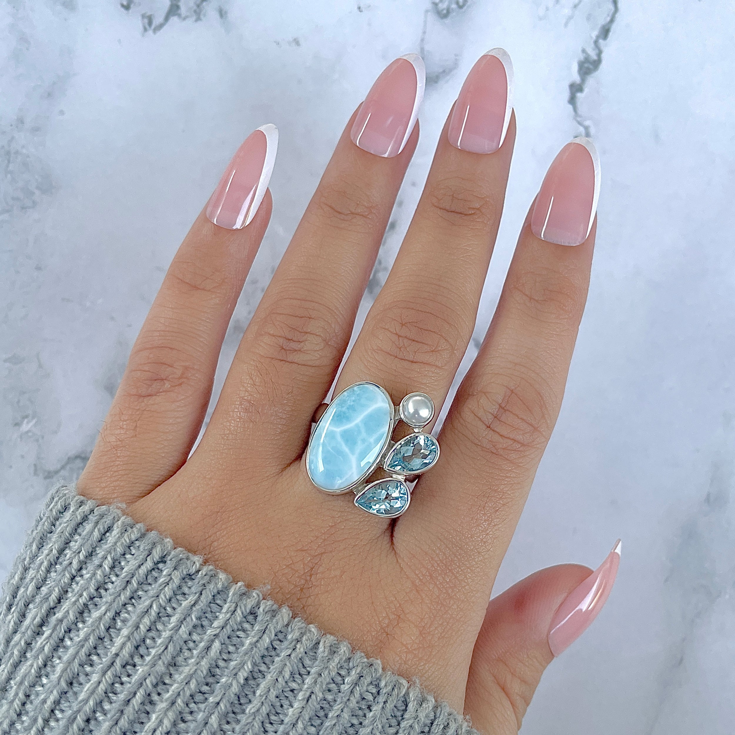 Larimar Adjustable Ring-(LAR-R-1294.)