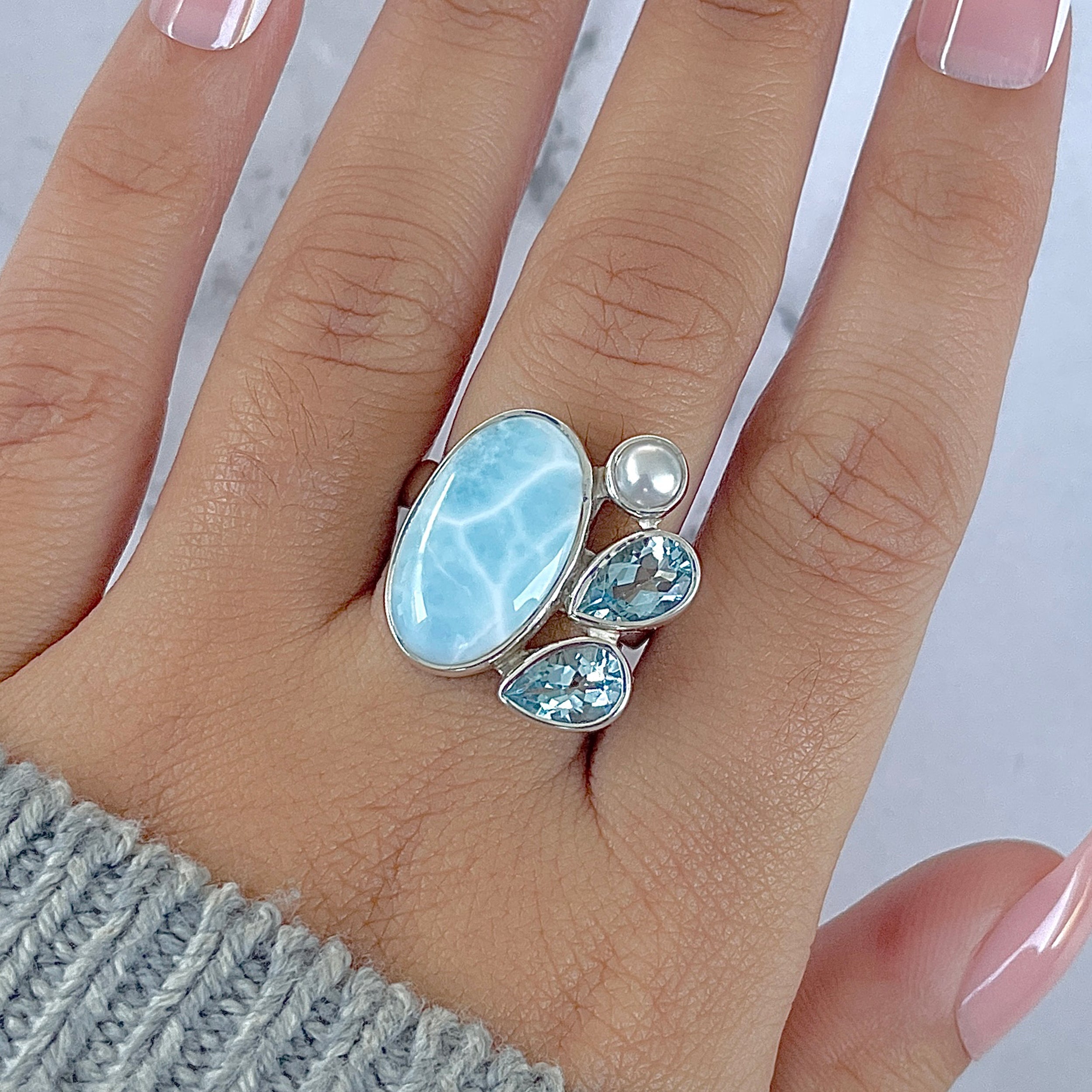 Larimar Adjustable Ring-(LAR-R-1294.)