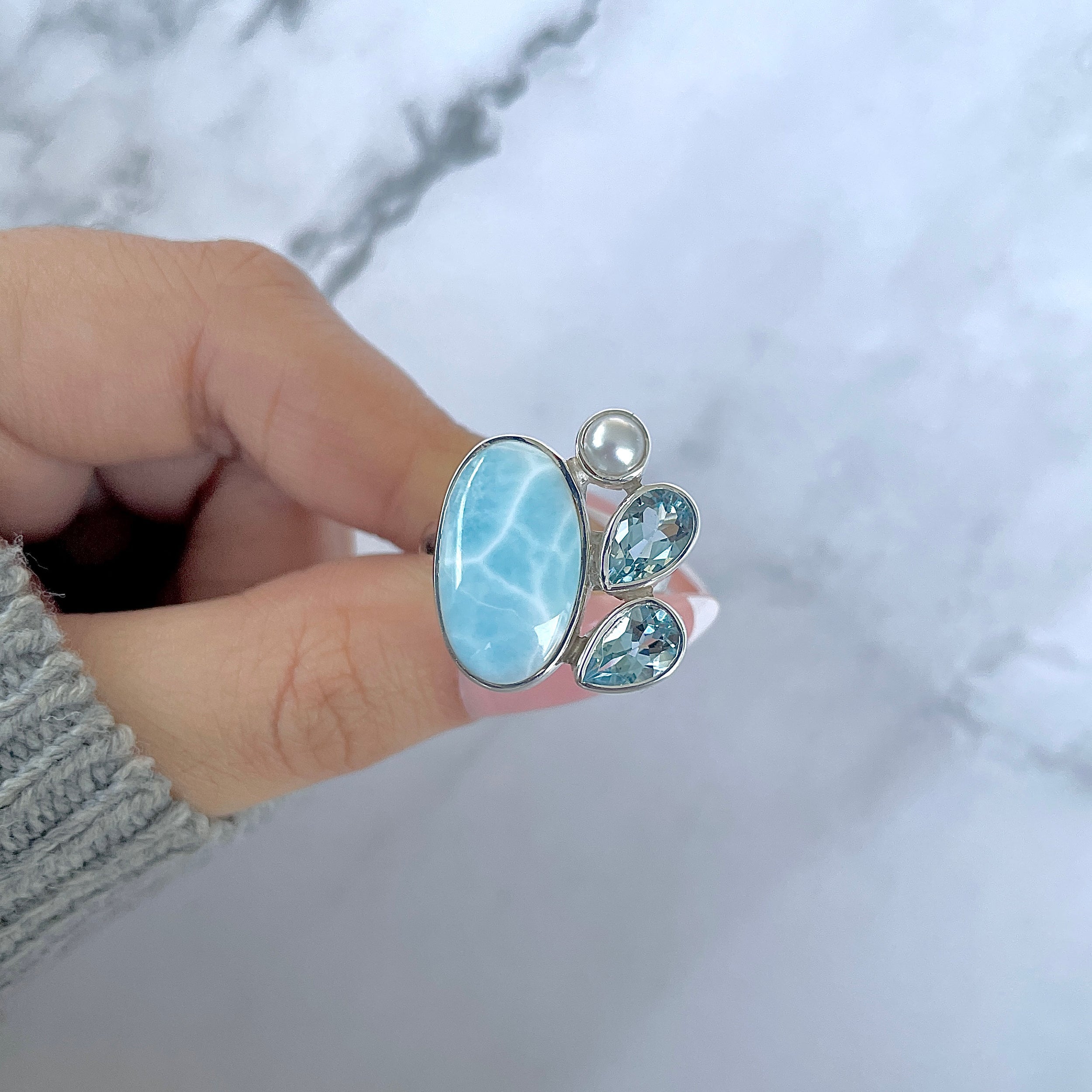 Larimar Adjustable Ring-(LAR-R-1294.)