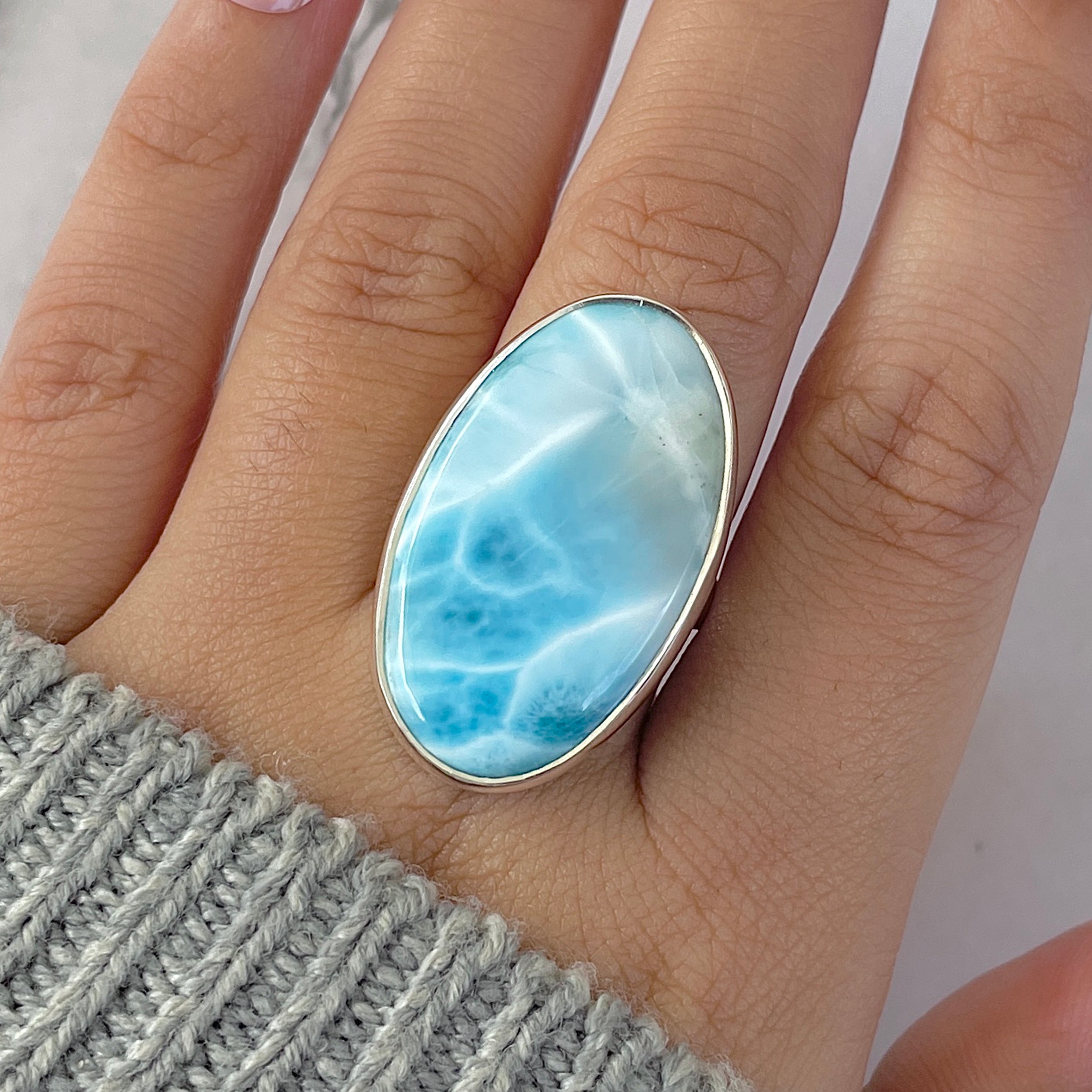 Larimar Adjustable Ring-(LAR-R-1298.)