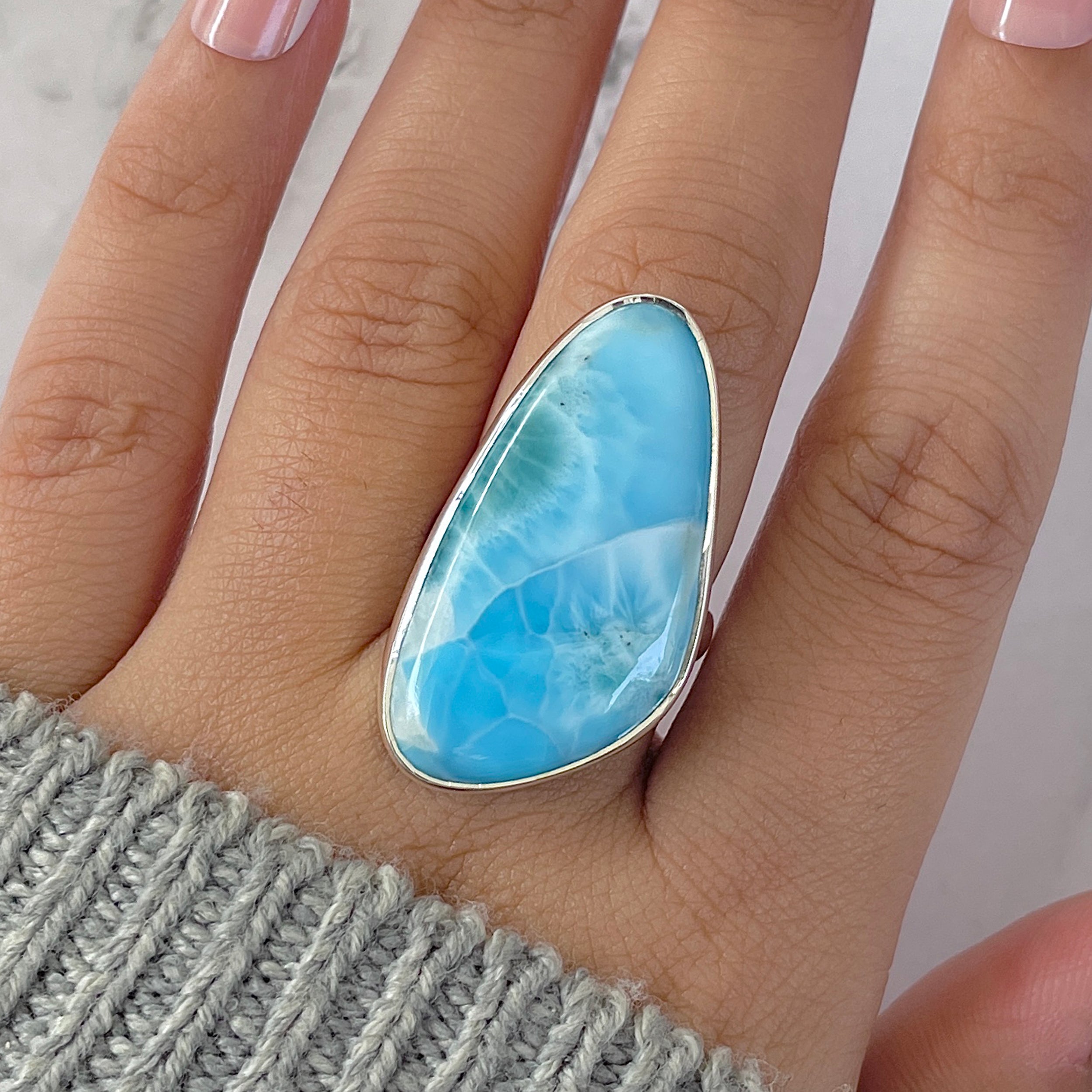 Larimar Adjustable Ring-(LAR-R-1299.)