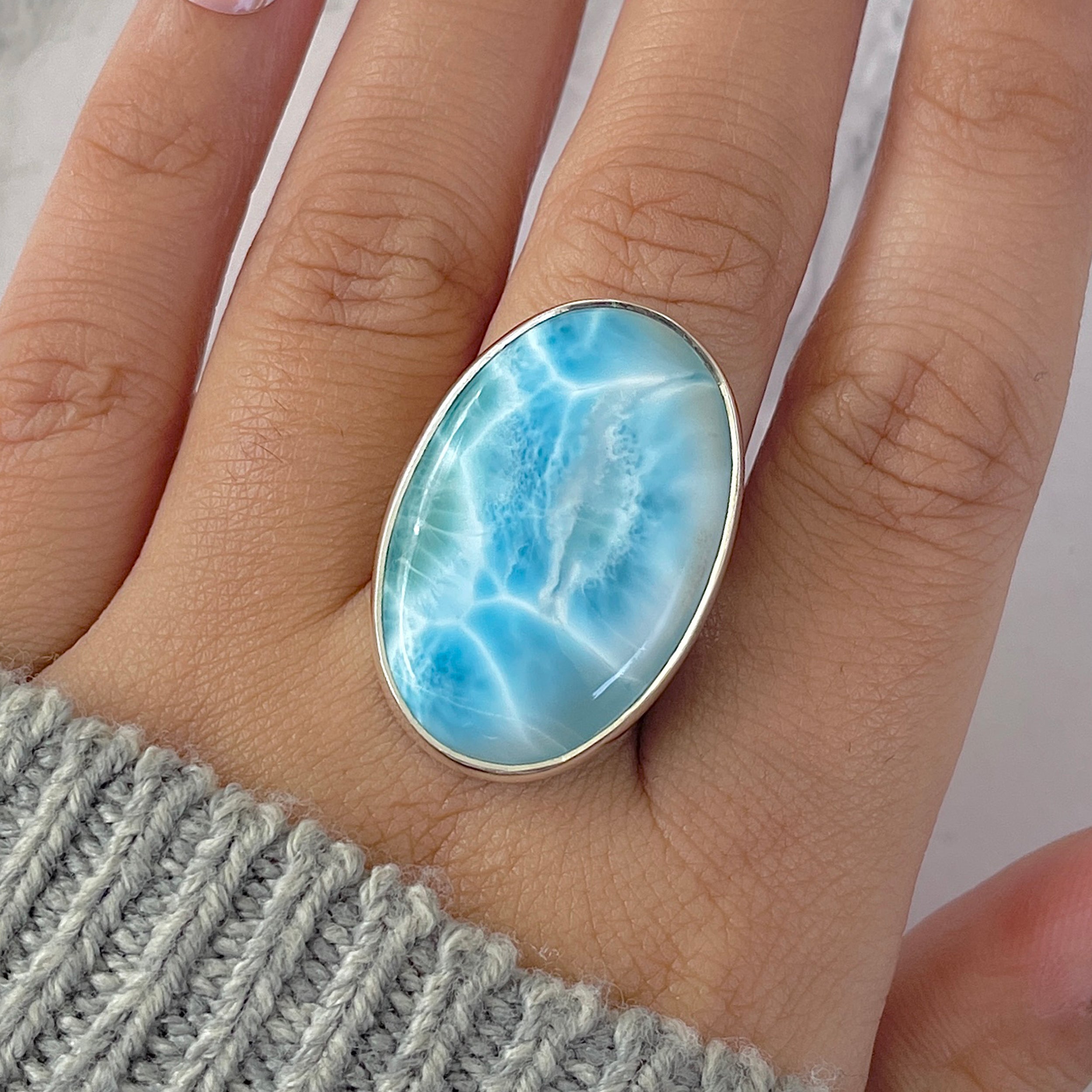 Larimar Adjustable Ring-(LAR-R-1307.)