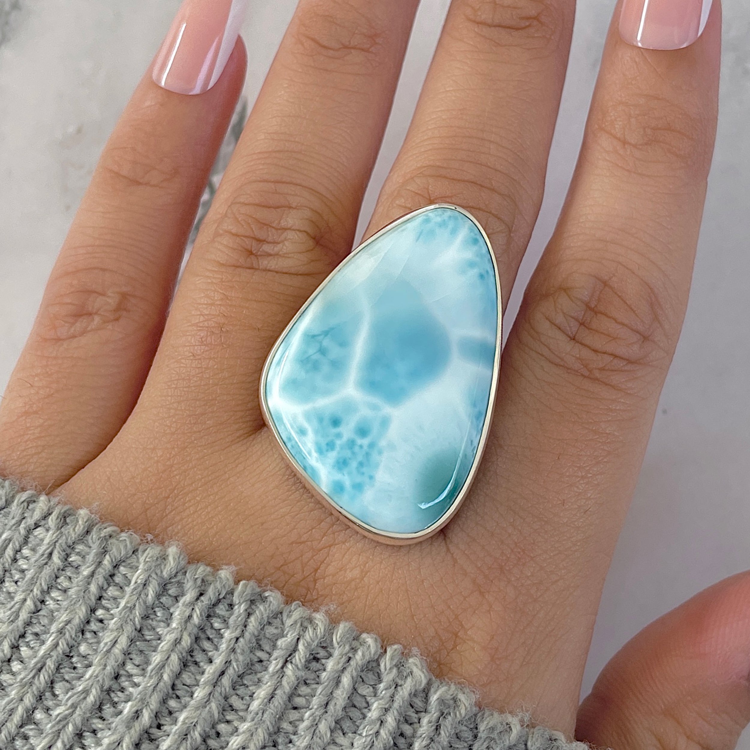Larimar Adjustable Ring-(LAR-R-1313.)