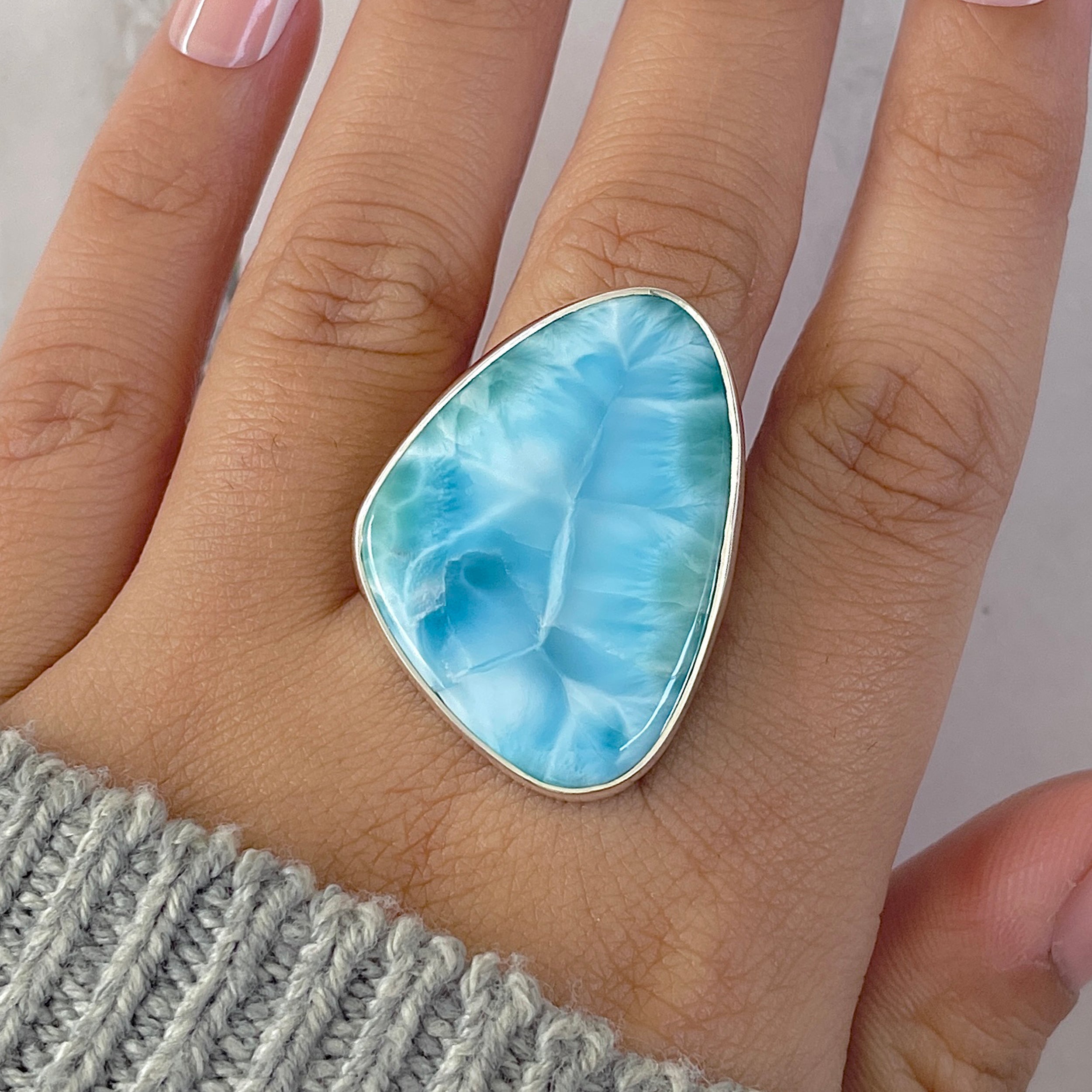 Larimar Adjustable Ring-(LAR-R-1314.)