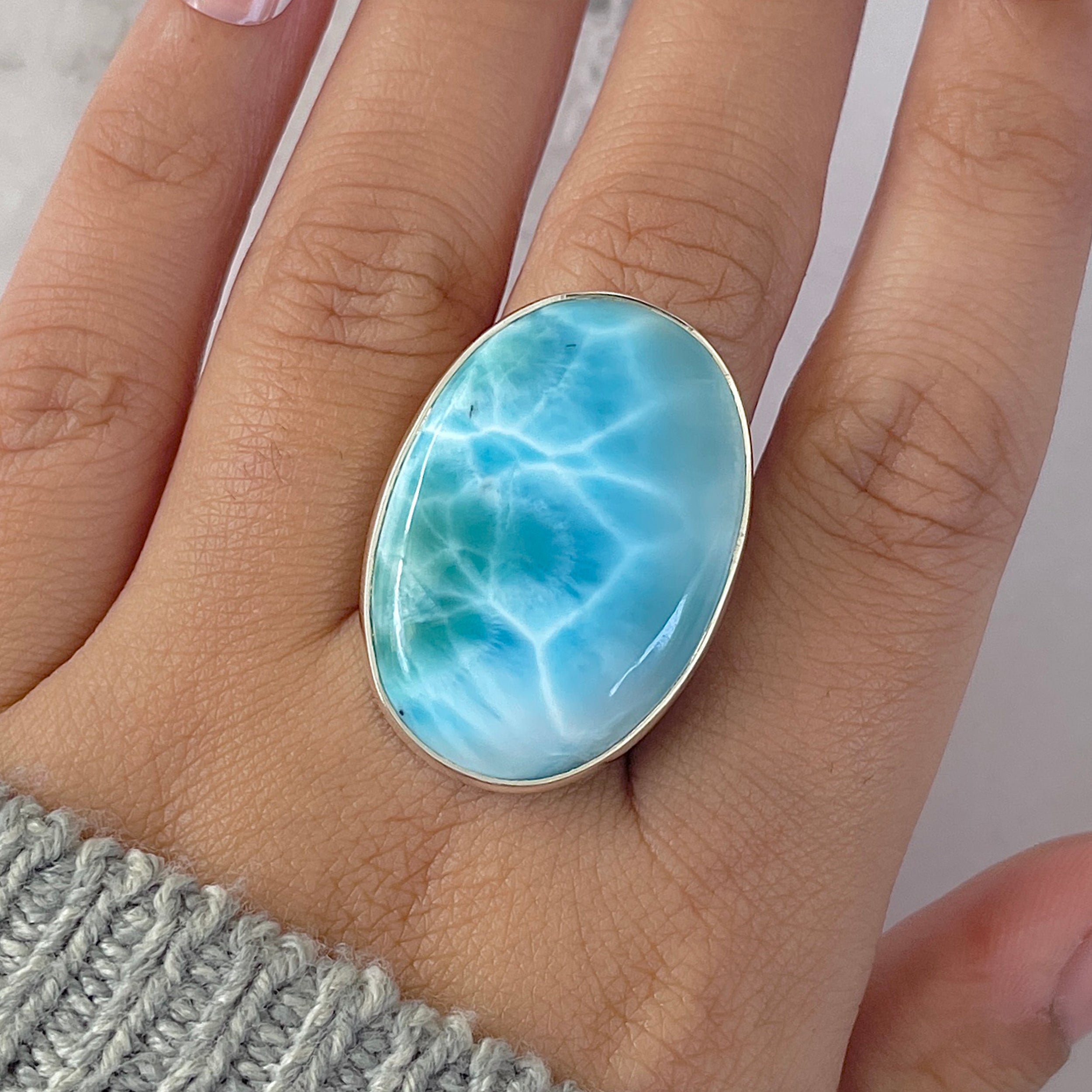 Larimar Adjustable Ring-(LAR-R-1315.)