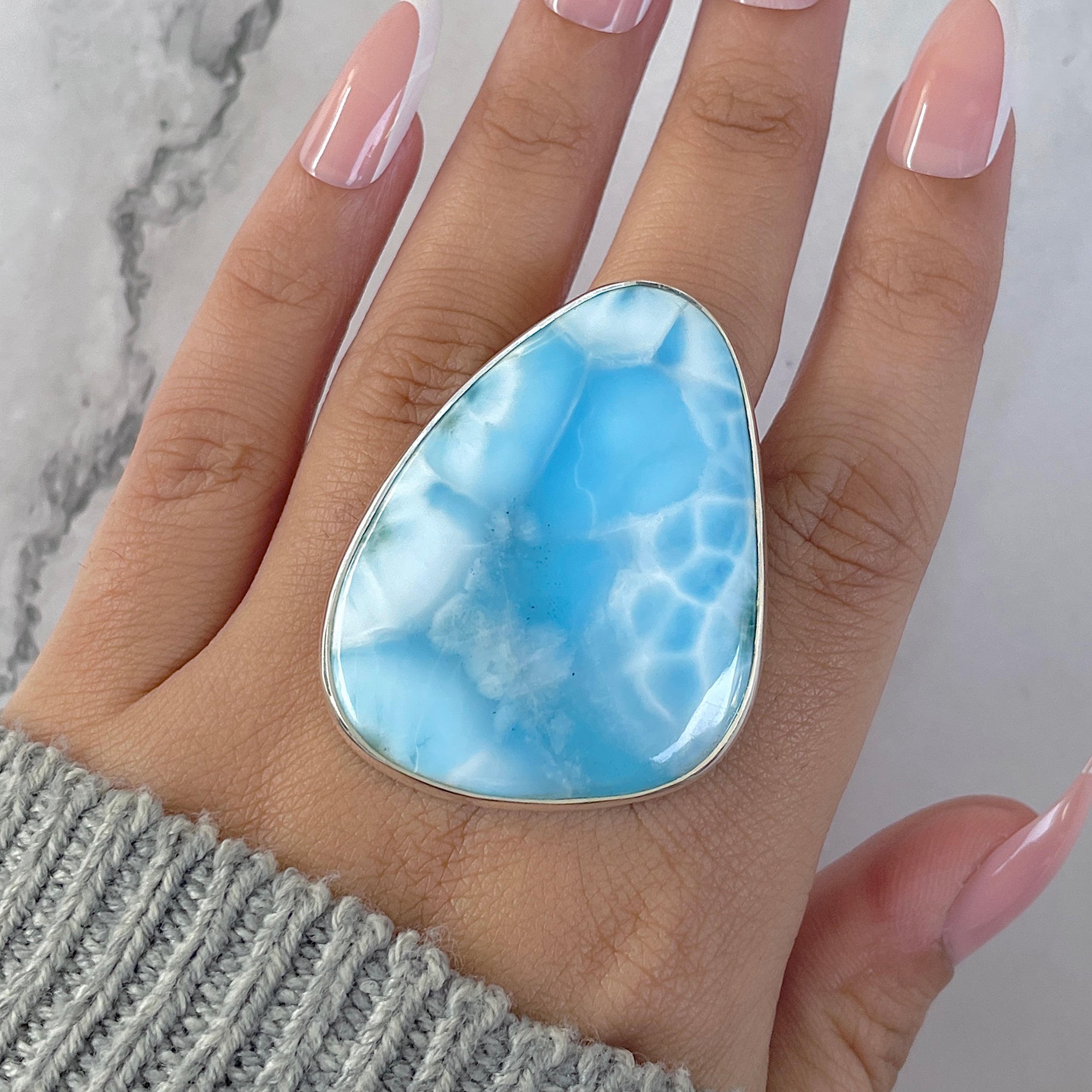 Larimar Adjustable Ring-(LAR-R-1328.)