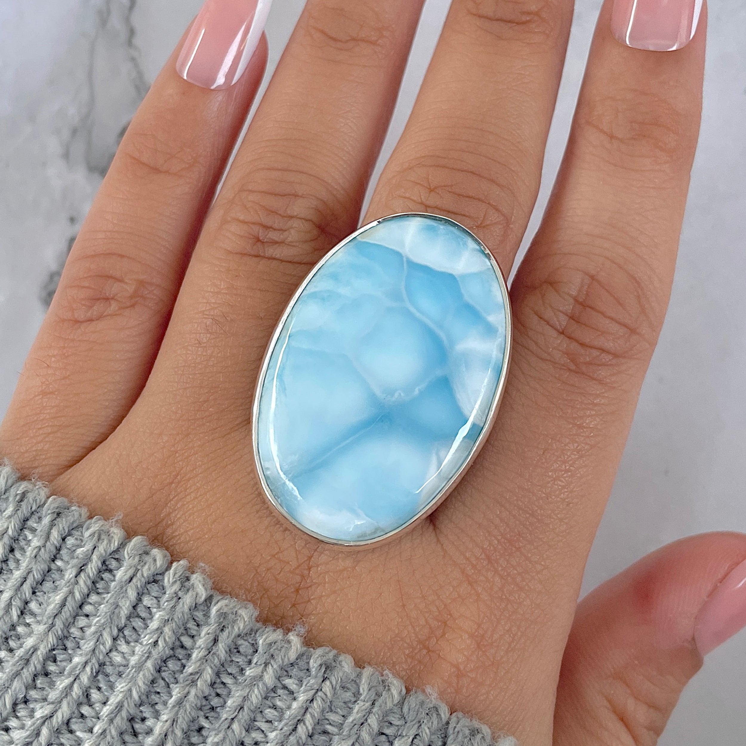 Larimar Adjustable Ring-(LAR-R-1357.)