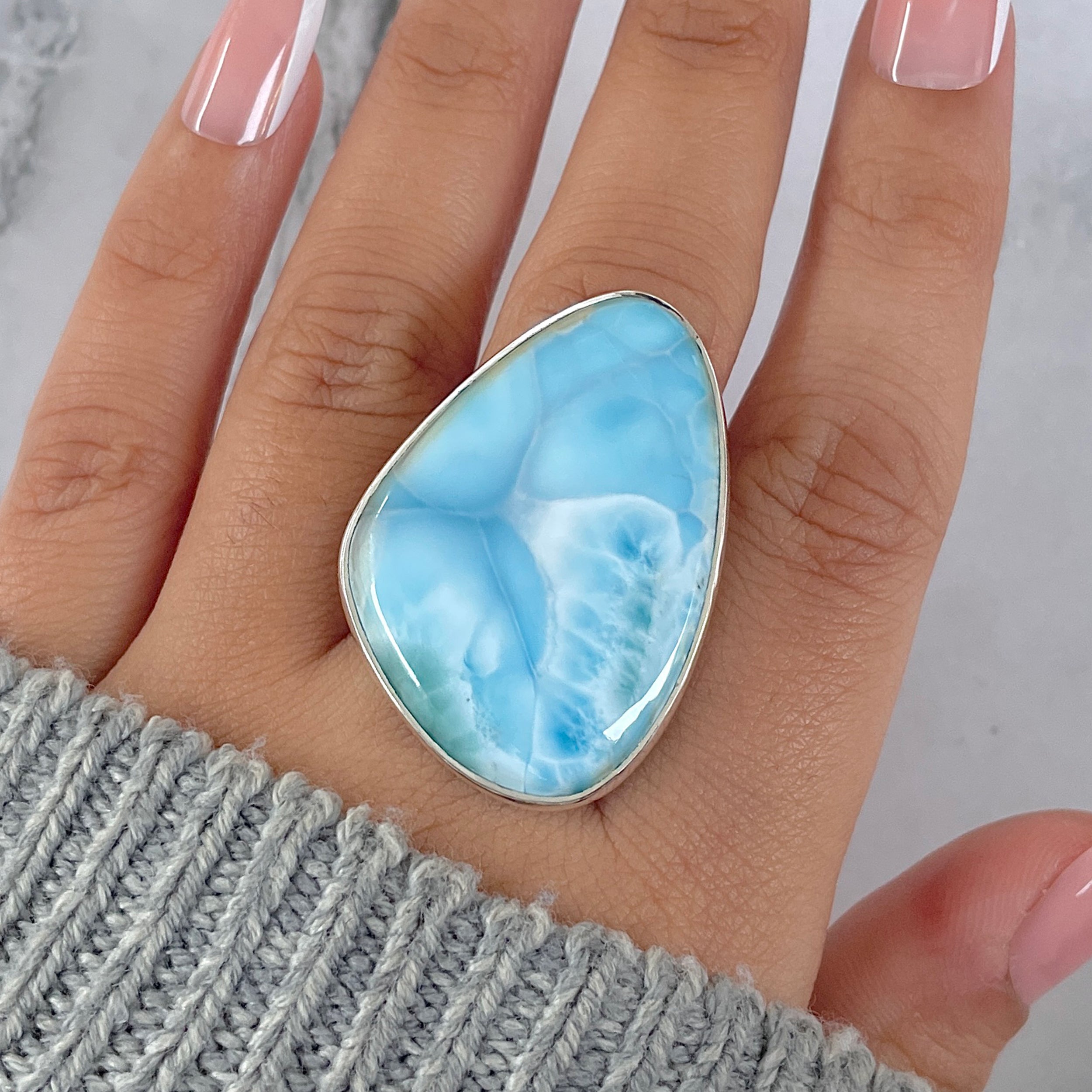 Larimar Adjustable Ring-(LAR-R-1358.)