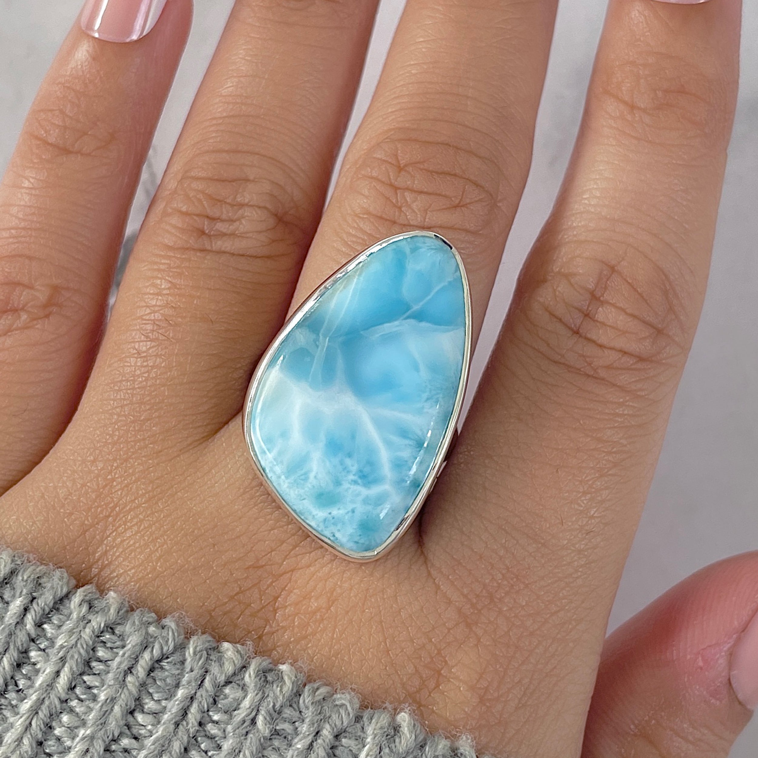 Larimar Adjustable Ring-(LAR-R-1369.)