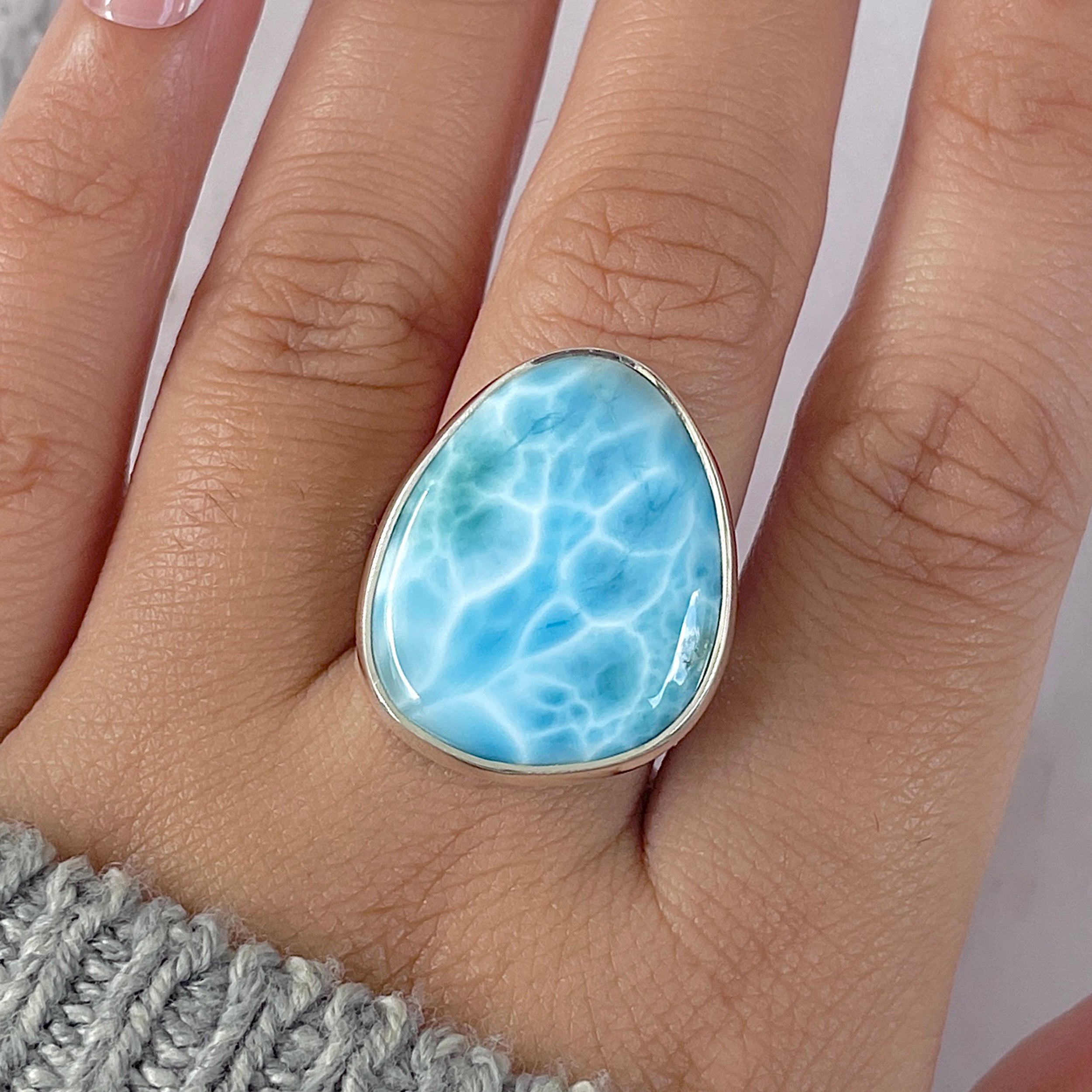 Larimar Adjustable Ring-(LAR-R-1370.)