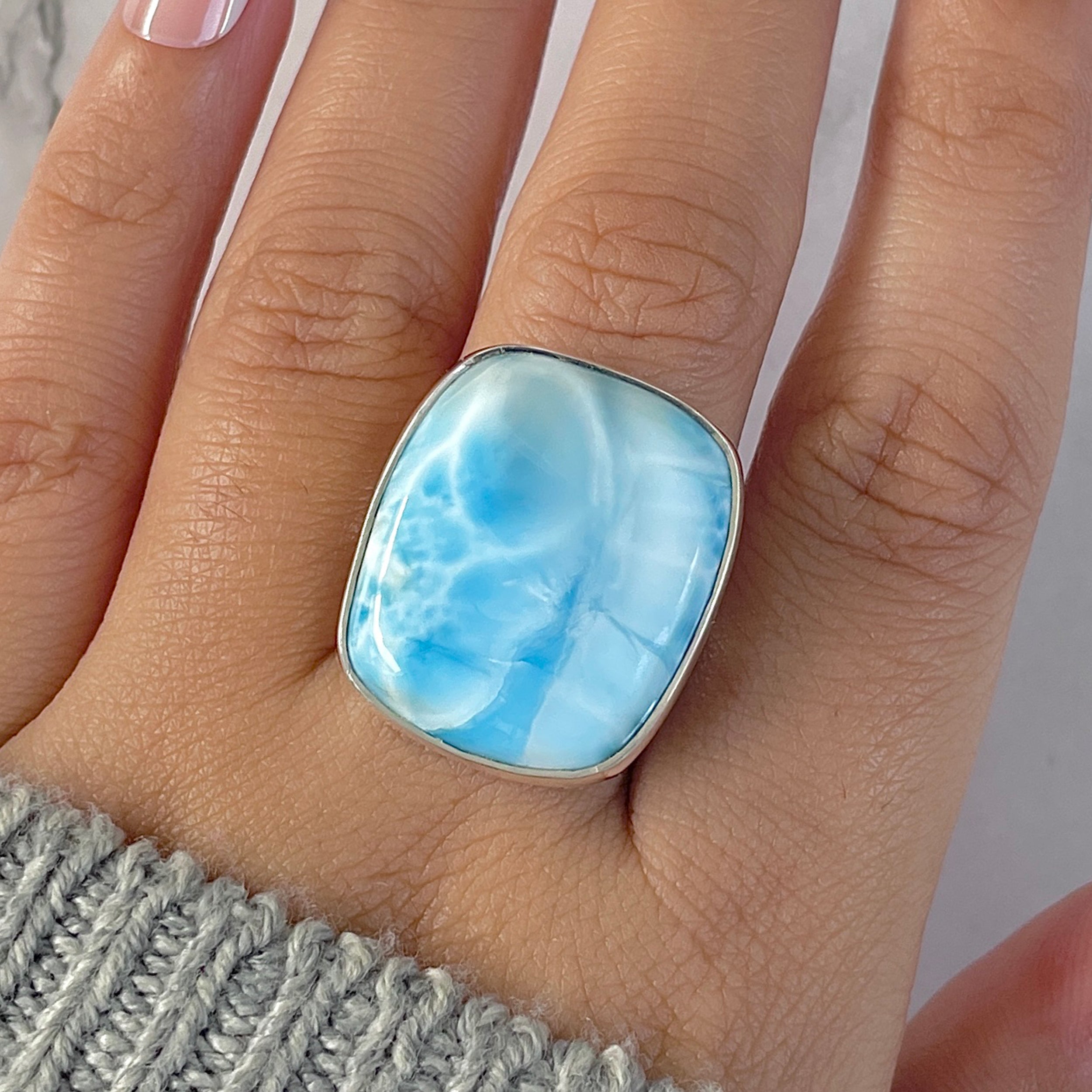 Larimar Adjustable Ring-(LAR-R-1376.)