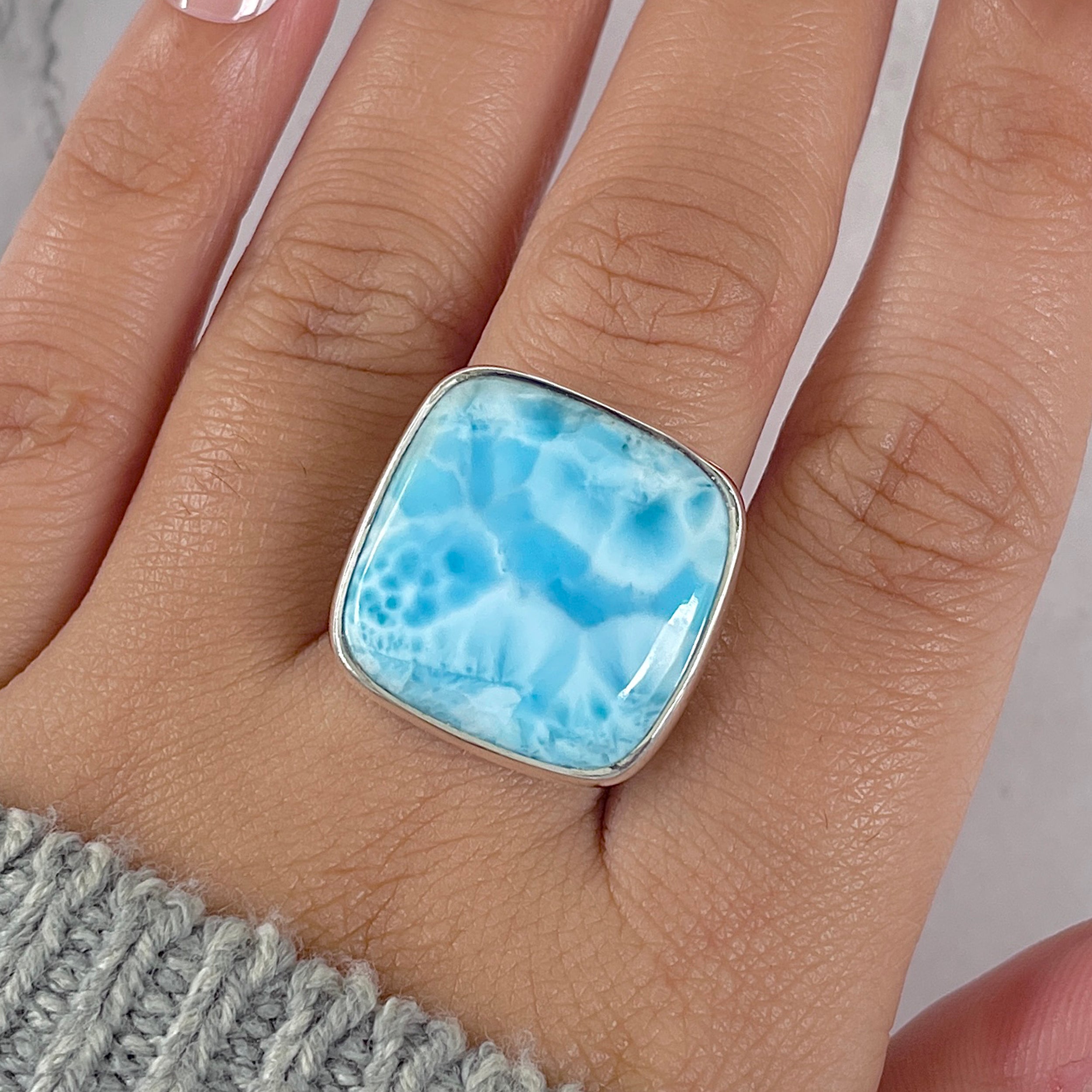 Larimar Adjustable Ring-(LAR-R-1385.)