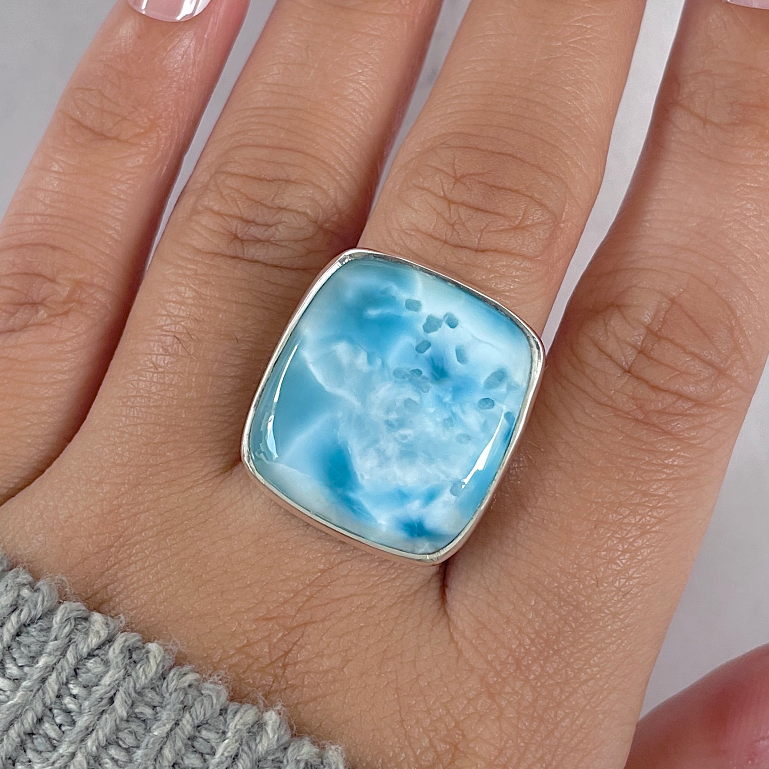 Larimar Adjustable Ring-(LAR-R-1386.)