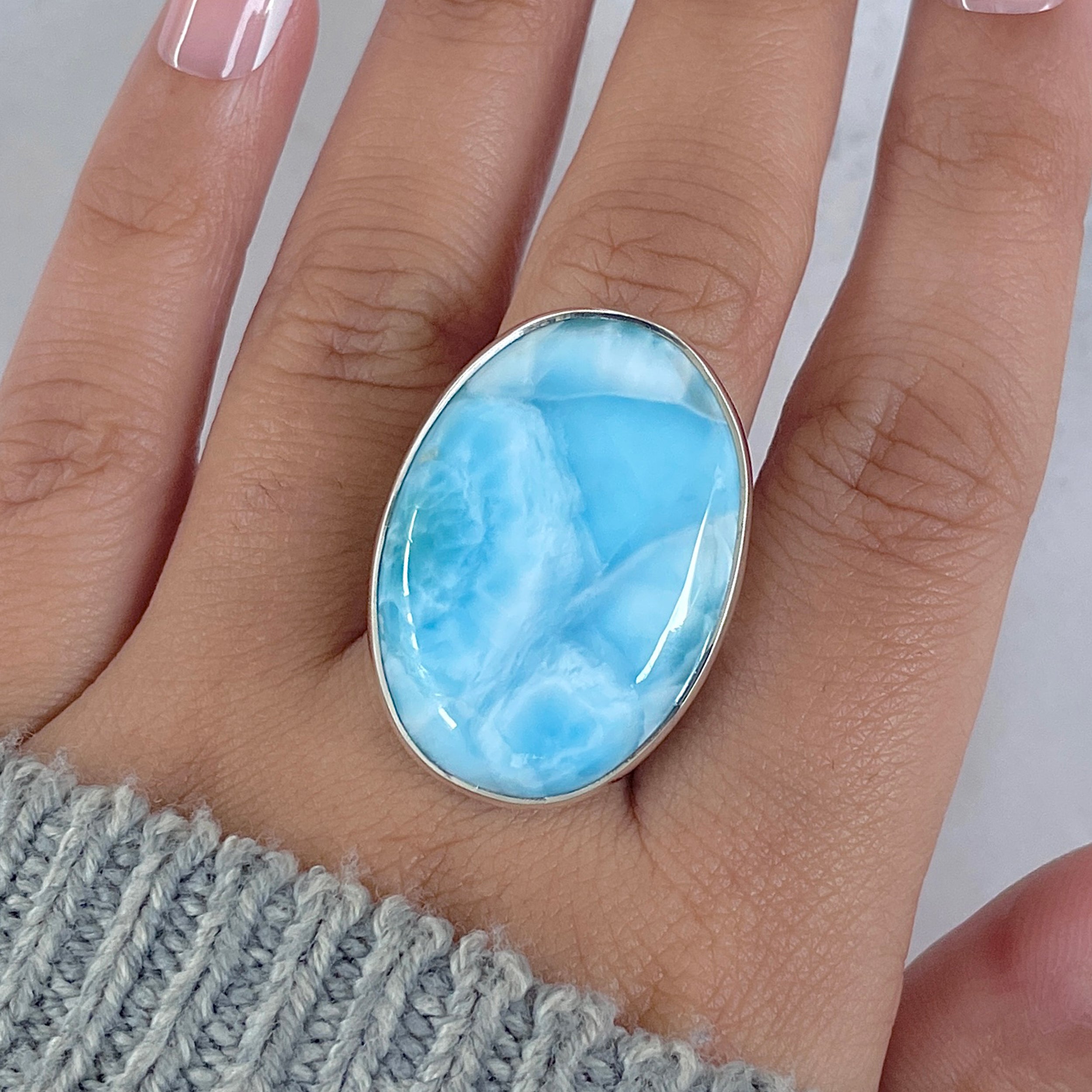 Larimar Adjustable Ring-(LAR-R-1410.)