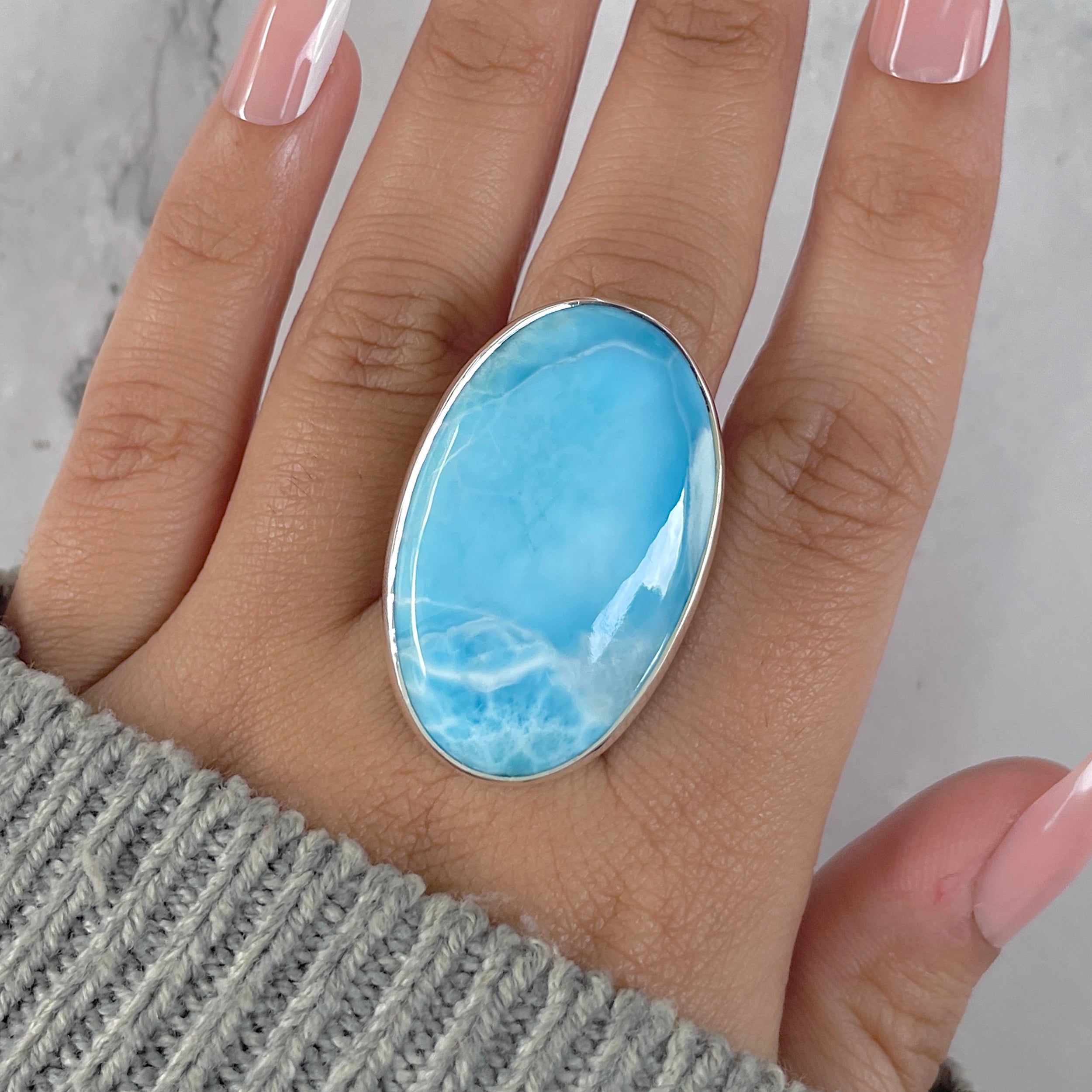 Larimar Adjustable Ring-(LAR-R-1414.)