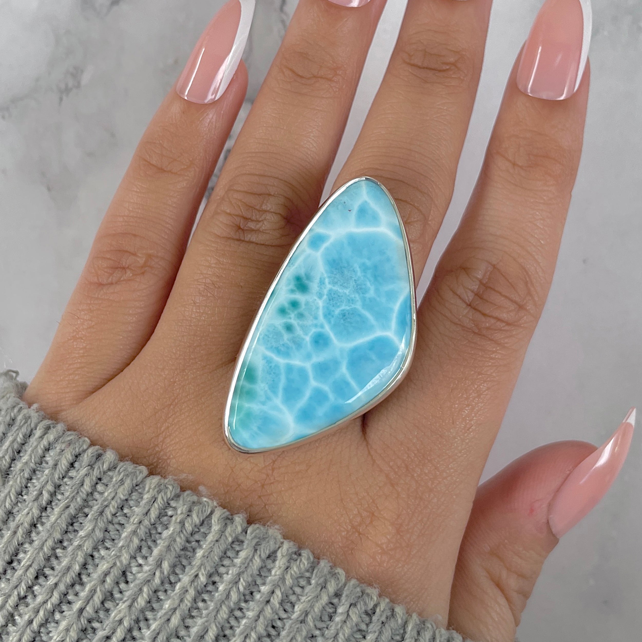 Larimar Adjustable Ring-(LAR-R-1415.)